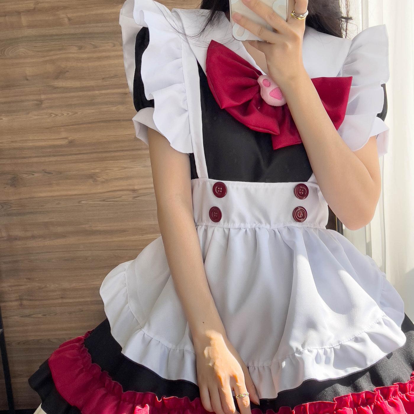 Halloween Vampire Devil Red Maid Outfit Dress Fancy Cosplay Costume