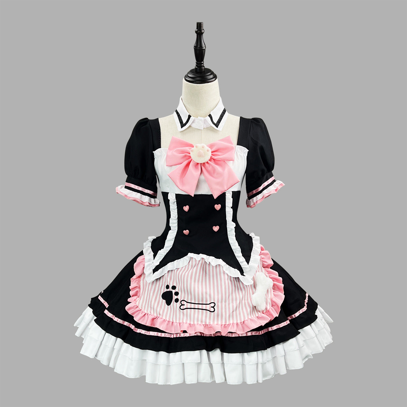 Cat Paw Pink Bow Maid Outfit Plus Size Lolita Cosplay Costume