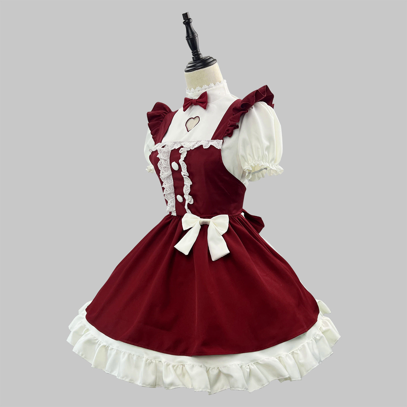 New Year Christmas Maid Outfit Plus Red Lolita Dress Costume