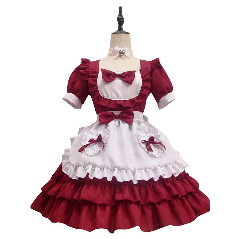 Red Maid Uniform Anime Cat Maid Outfit Dress Cosplay Costume