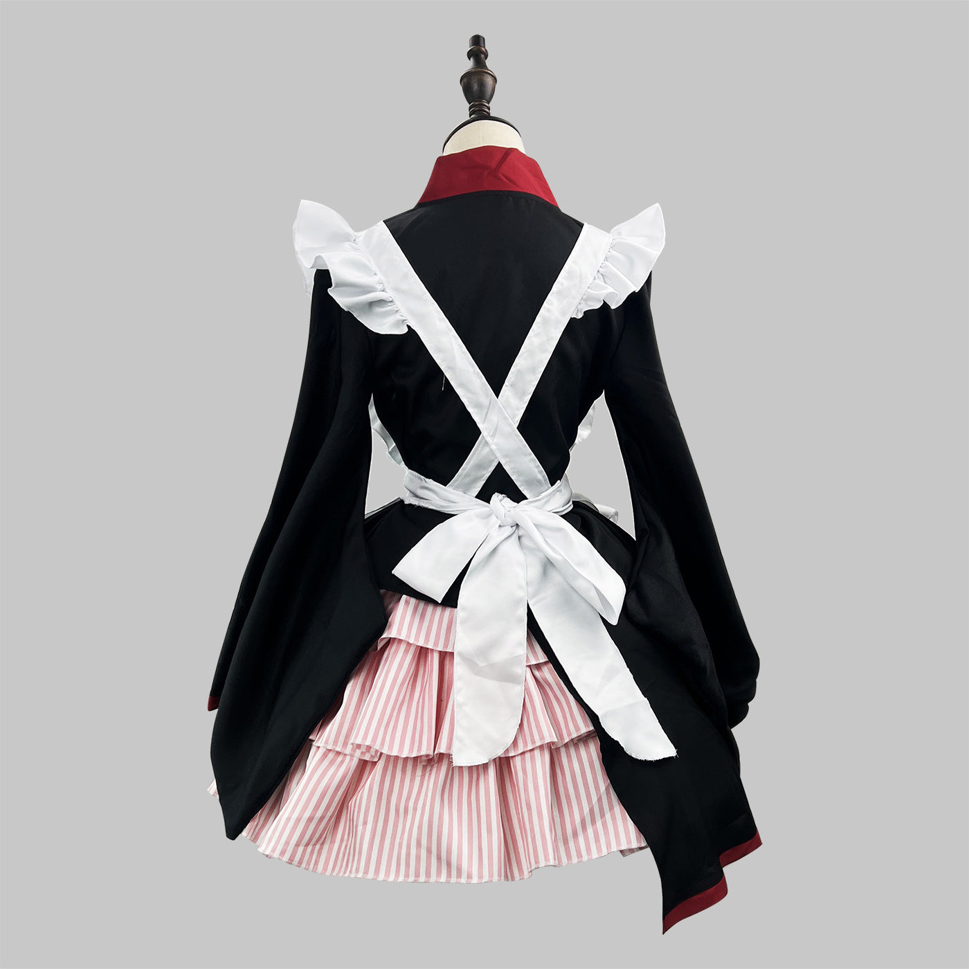Pink Striped Skirt Kimono Maid Outfit Plus Size Cosplay Costume