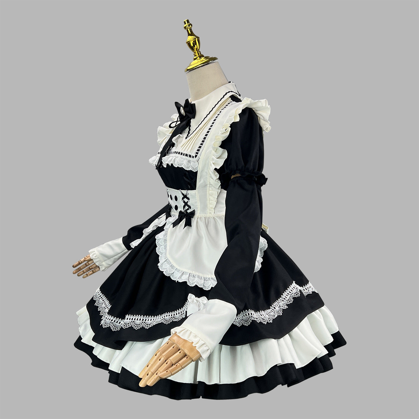 Removable Sleeves Maid Outfit Black Plus Size Cosplay Costume