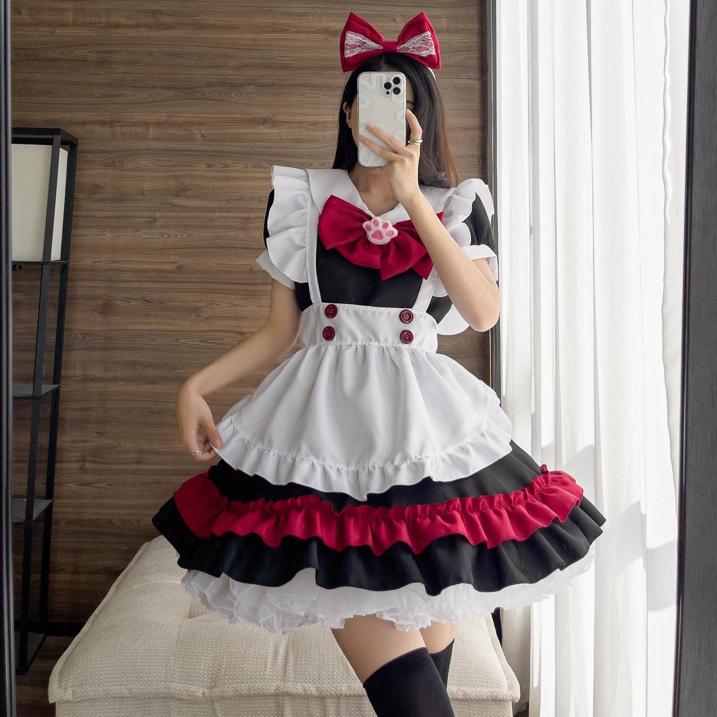 Halloween Vampire Devil Red Maid Outfit Dress Fancy Cosplay Costume