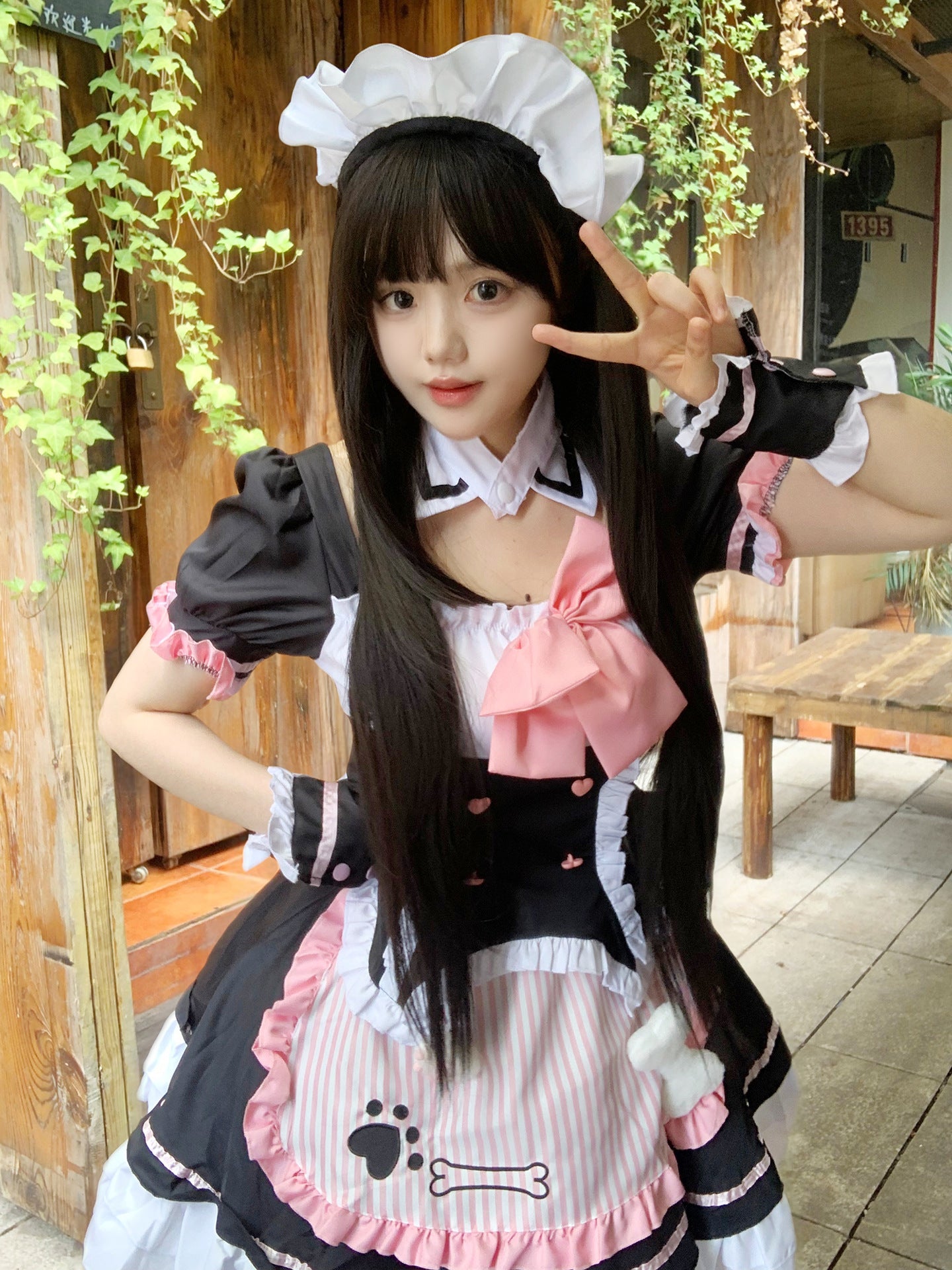 Cat Paw Pink Bow Maid Outfit Plus Size Lolita Cosplay Costume