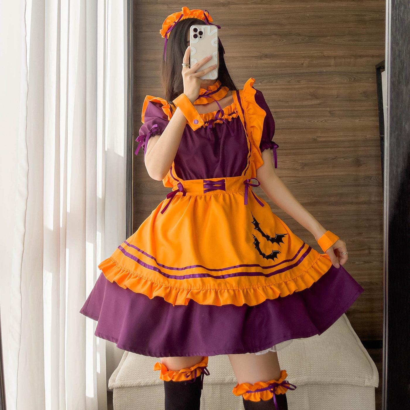 Halloween Orange Maid Outfit Dress Plus Fancy Cosplay Costume