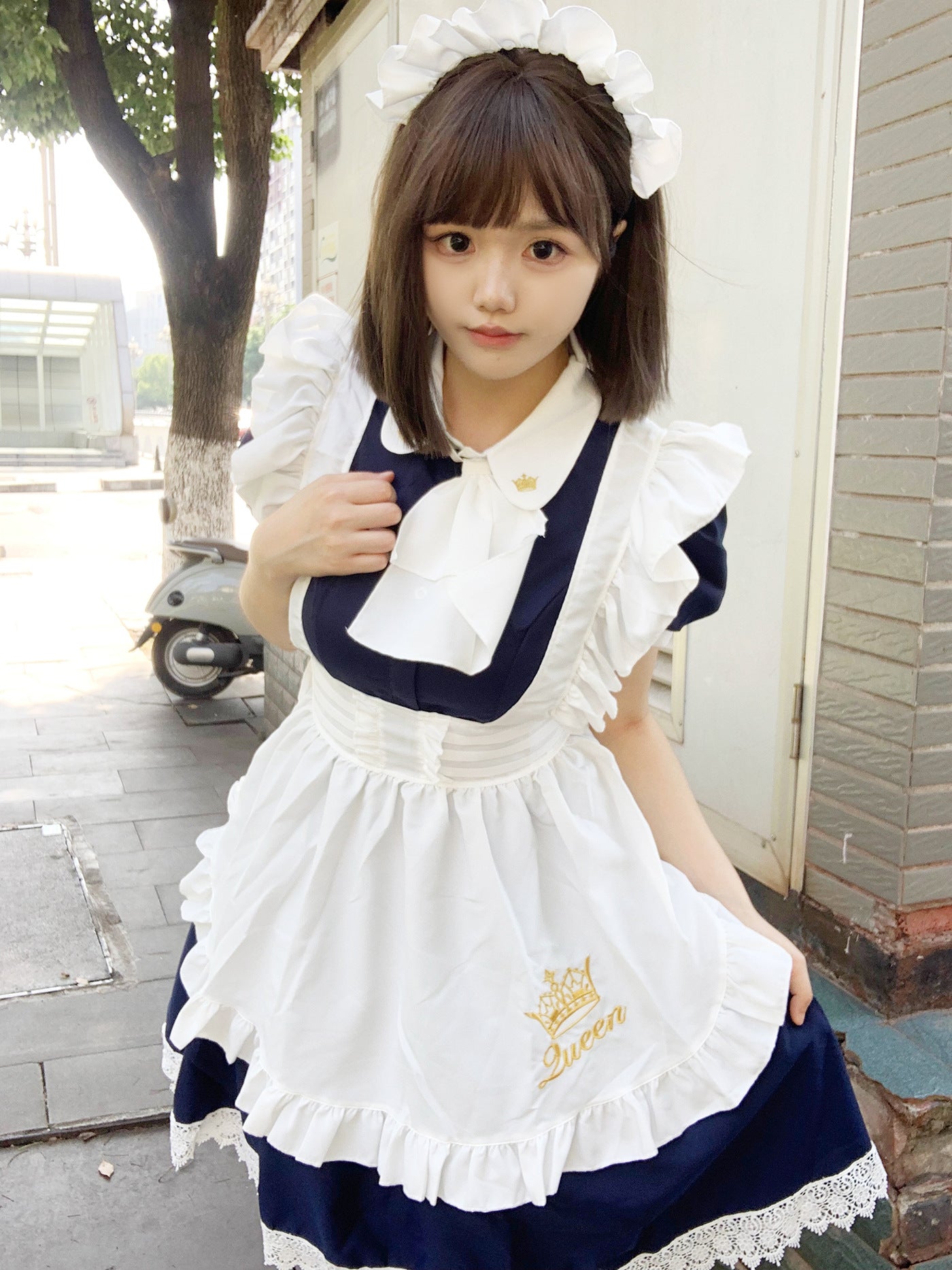 Queen Crown British Maid Outfit Long Dress Plus Cosplay Costume