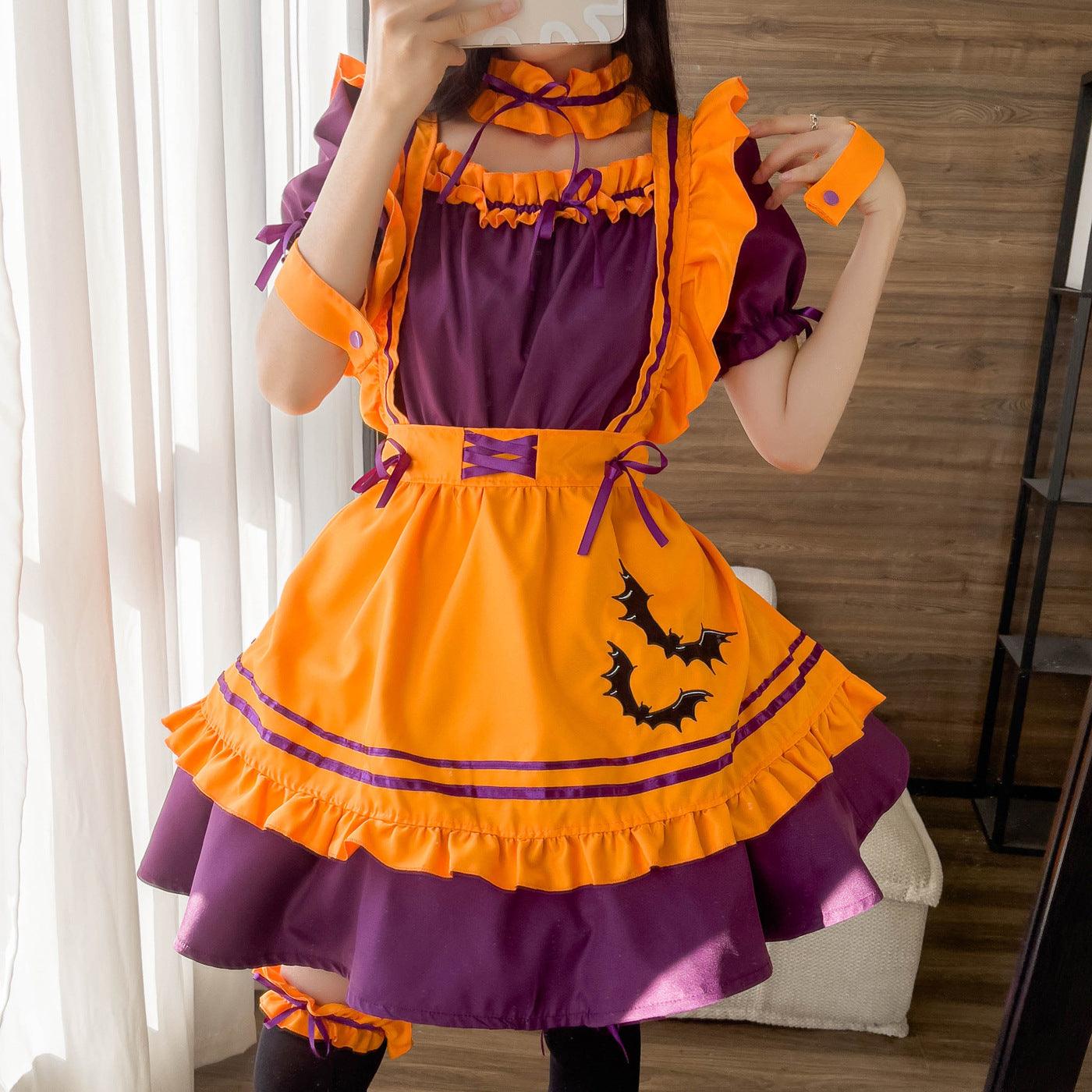 Halloween Orange Maid Outfit Dress Plus Fancy Cosplay Costume