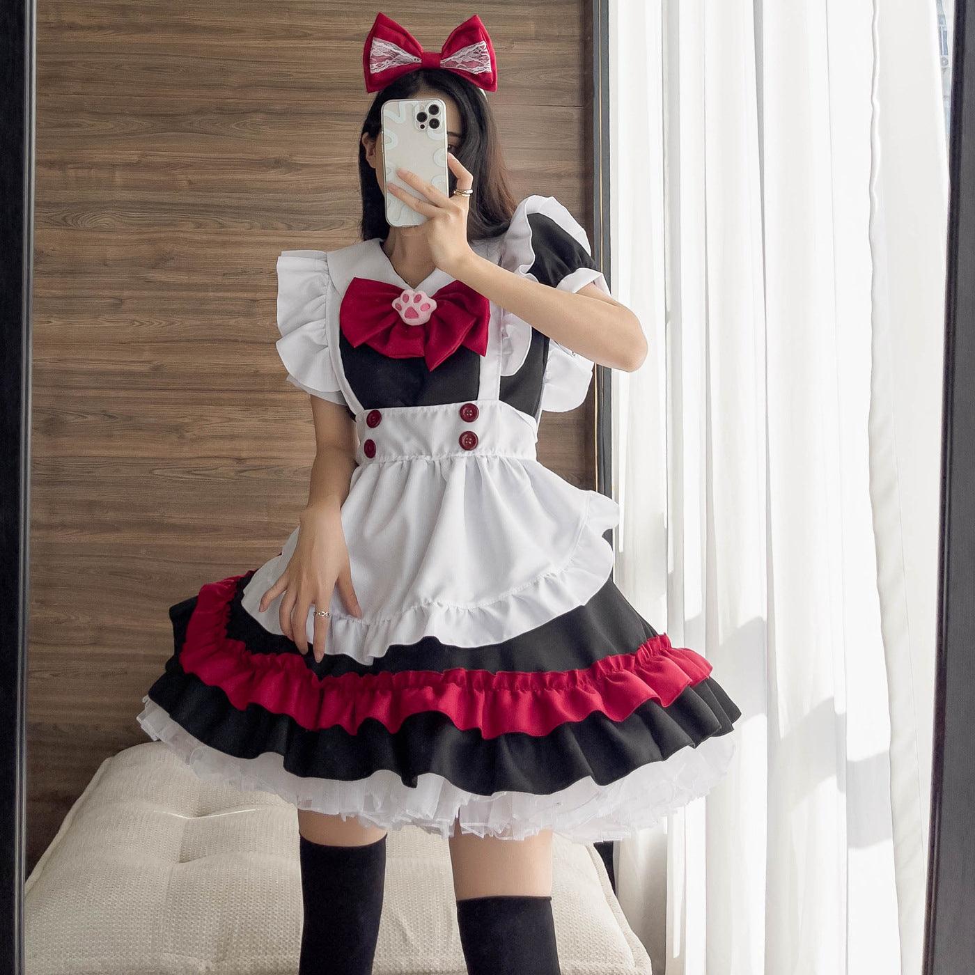 Halloween Vampire Devil Red Maid Outfit Dress Fancy Cosplay Costume