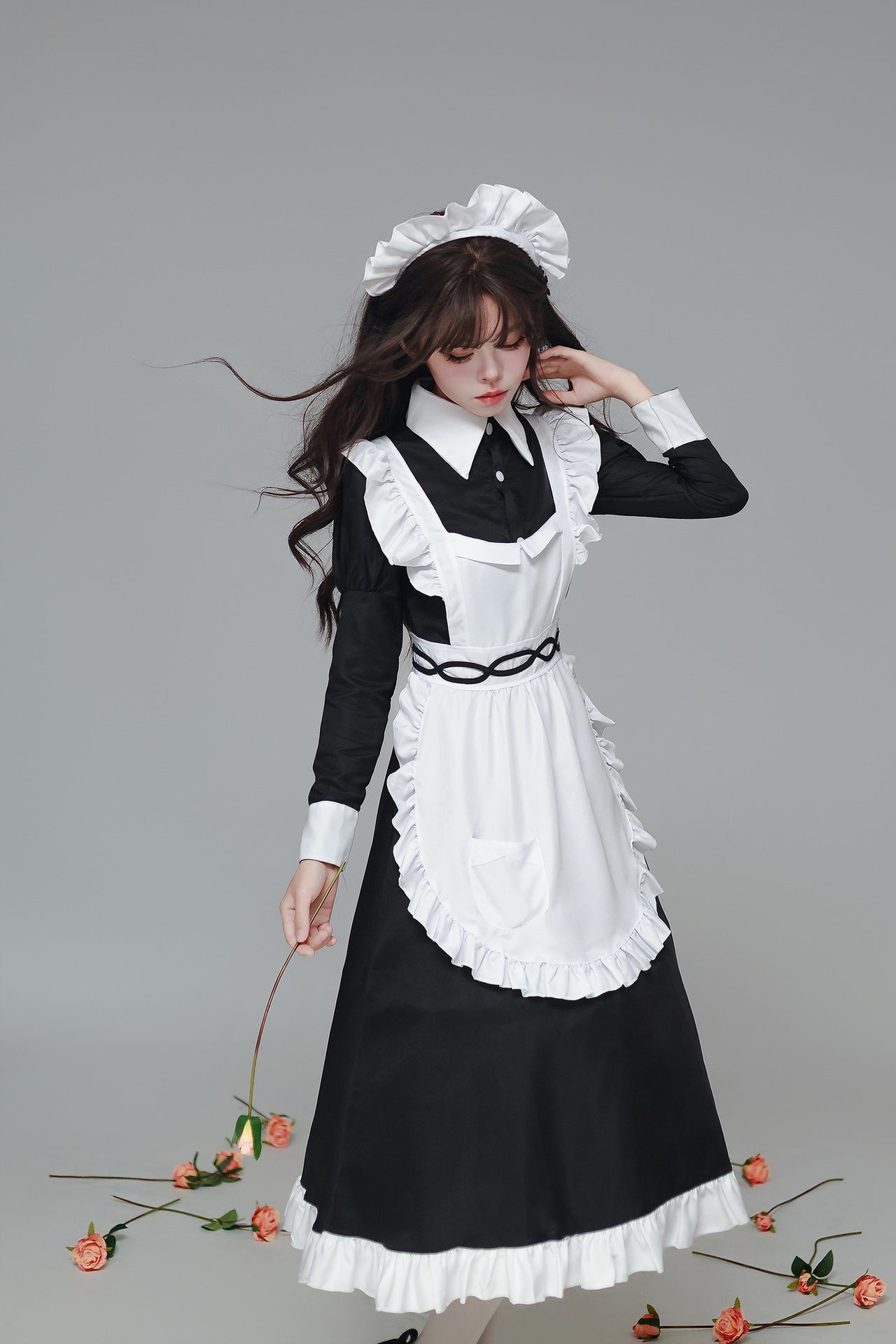 Classical Black White Long Maid Outfit Plus Dress Cosplay Costume