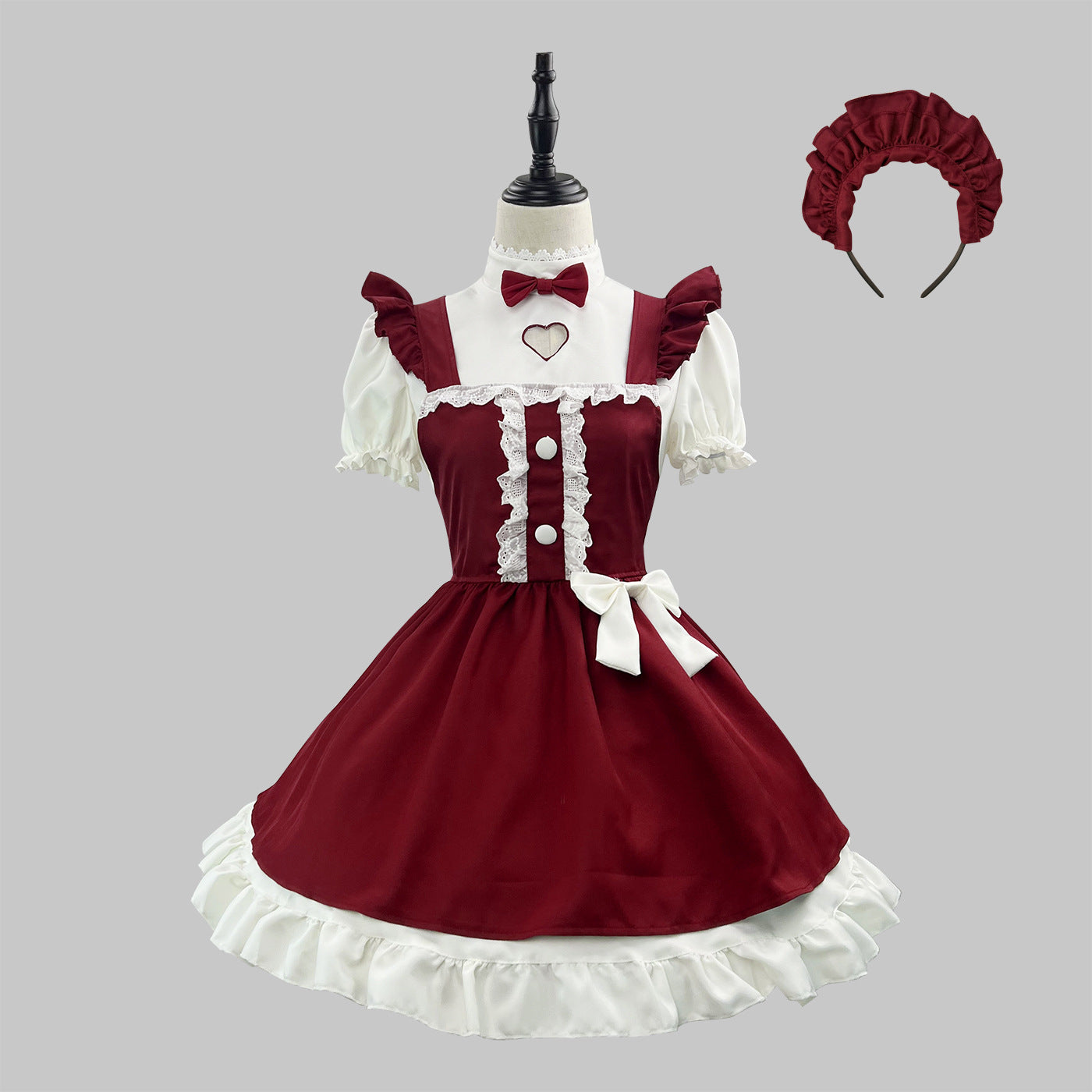 New Year Christmas Maid Outfit Plus Red Lolita Dress Costume