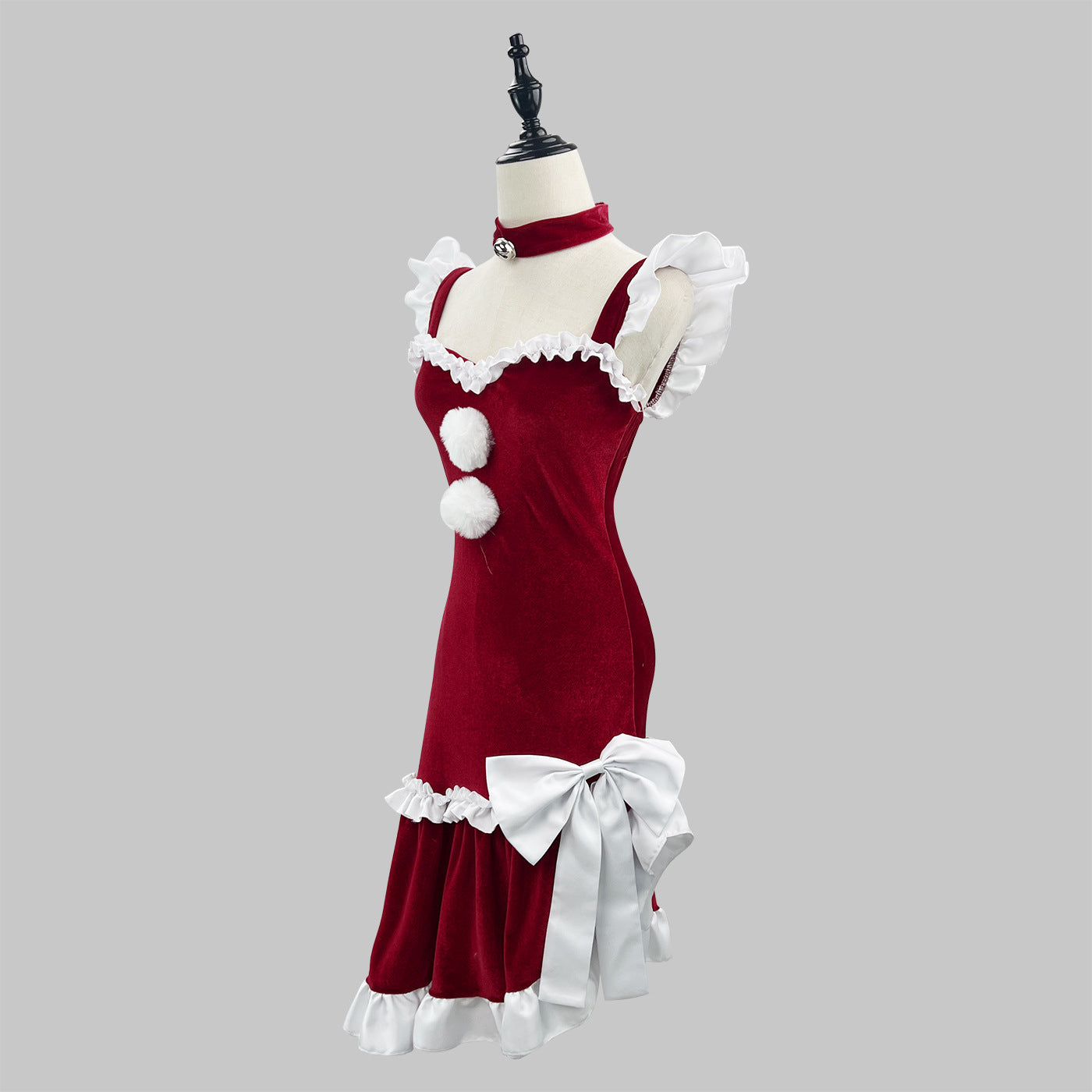 Red Bodycon Dress Christmas Plus Maid Outfit Cosplay Costume