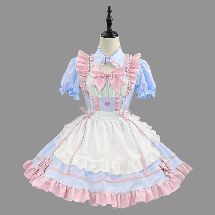 Candy Color Cute Waitress Maid Outfit Plus Size Cosplay Costume