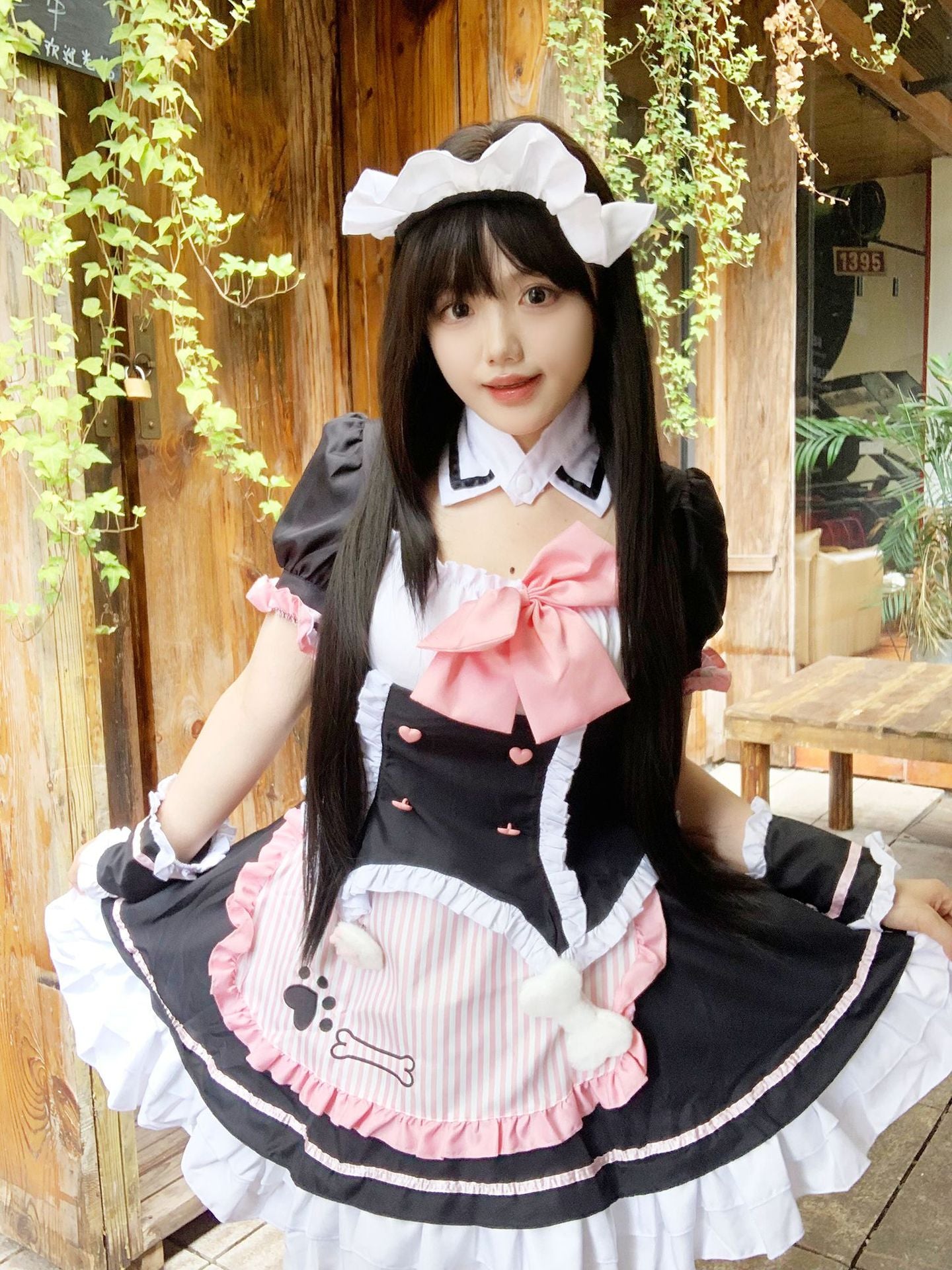 Cat Paw Pink Bow Maid Outfit Plus Size Lolita Cosplay Costume