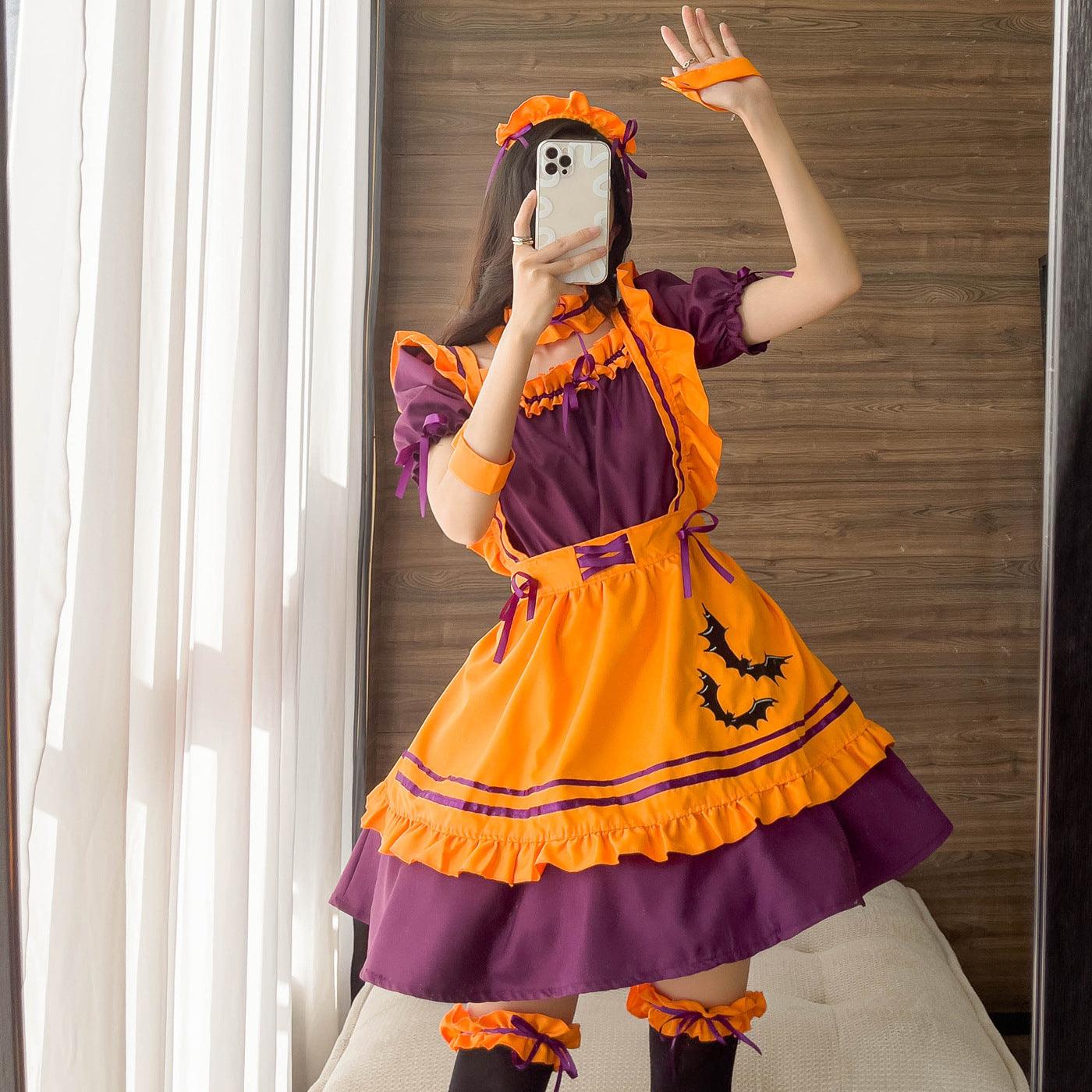 Halloween Orange Maid Outfit Dress Plus Fancy Cosplay Costume