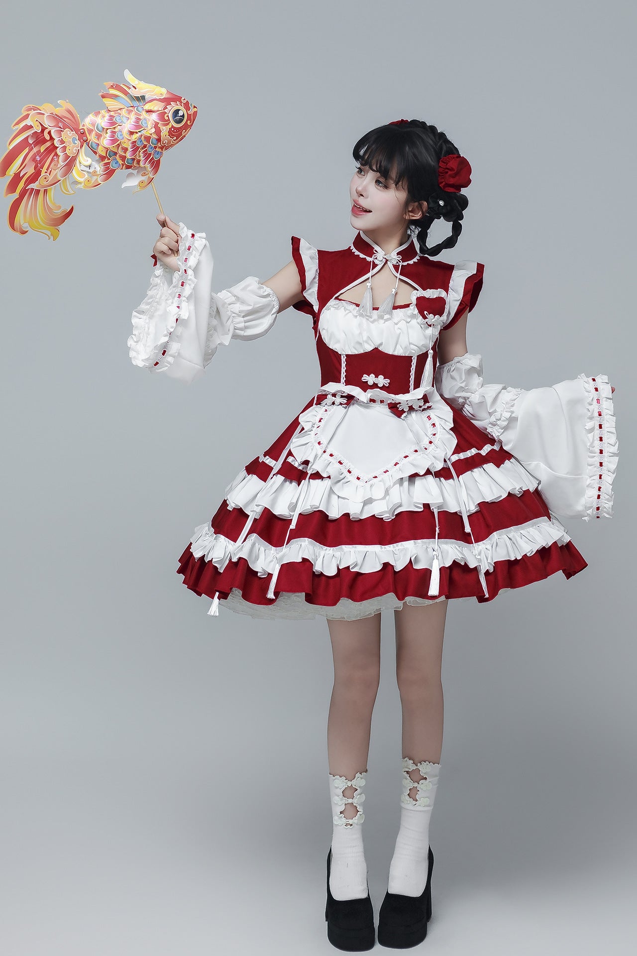 Chinese Cheongsam New Year Lolita Maid Outfit Cosplay Costume