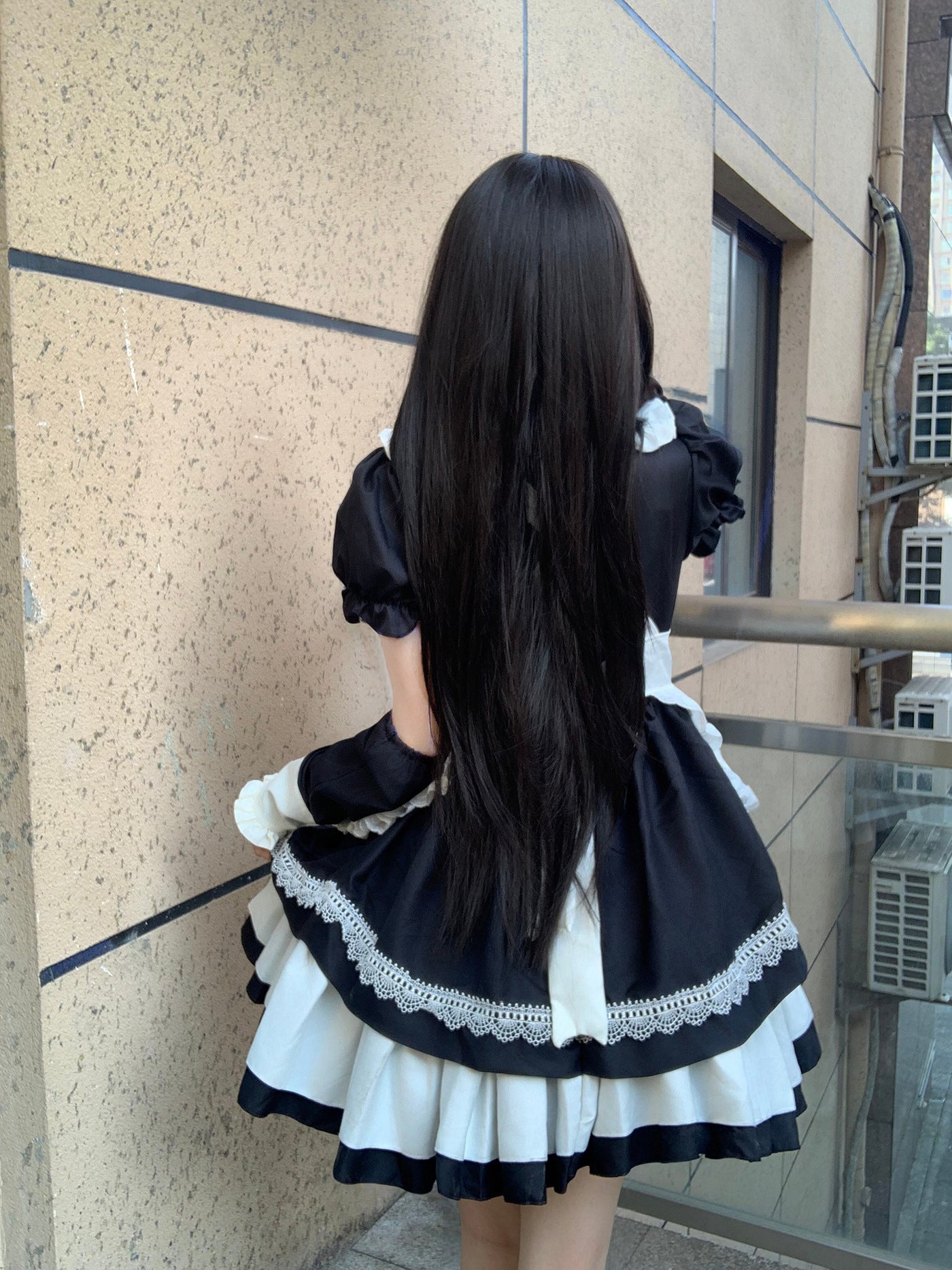 Removable Sleeves Maid Outfit Black Plus Size Cosplay Costume