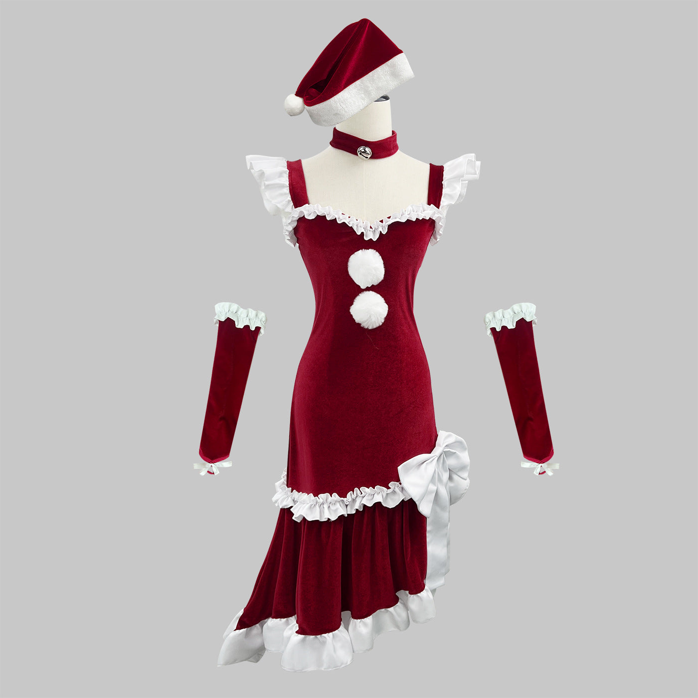 Red Bodycon Dress Christmas Plus Maid Outfit Cosplay Costume