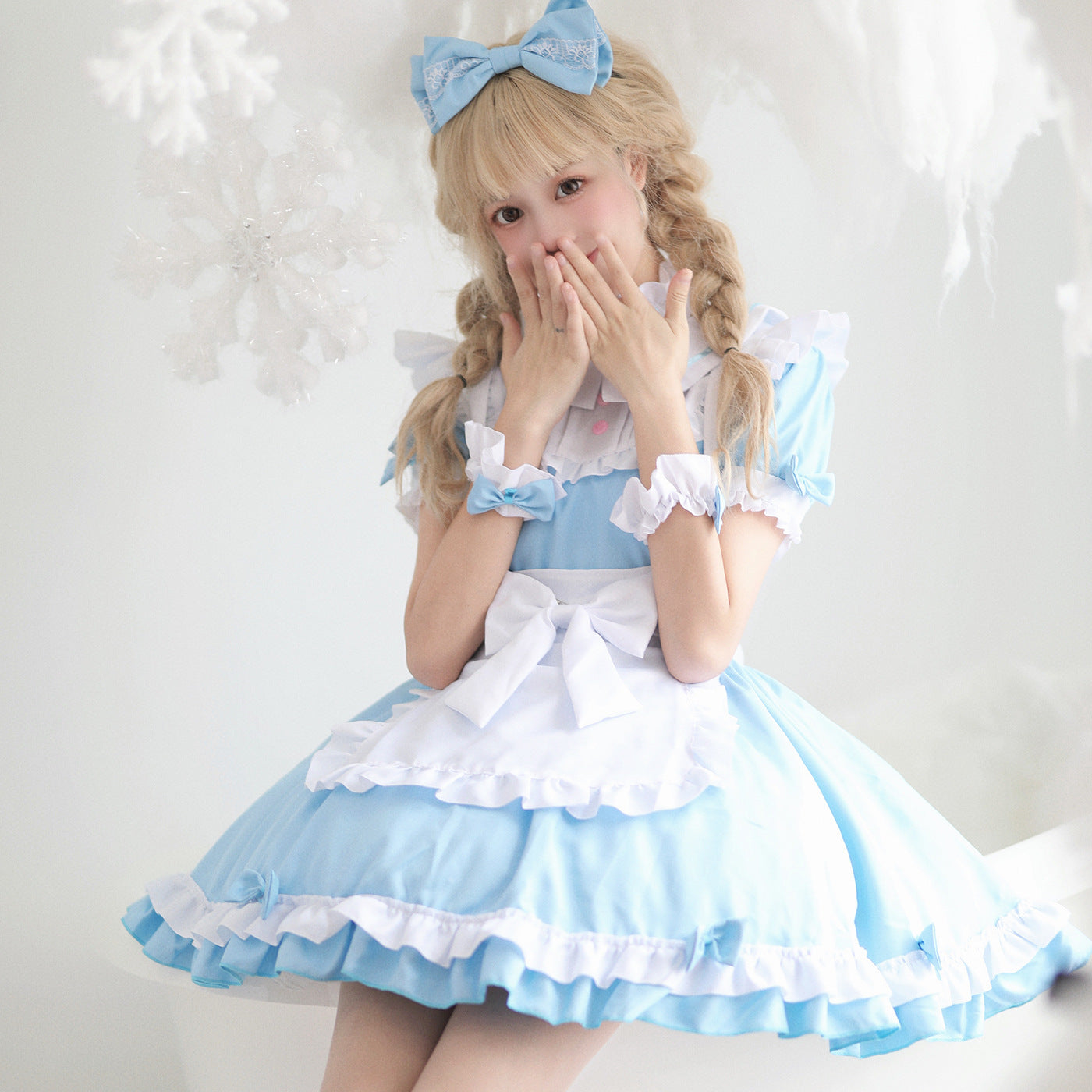 Light Blue Alice Maid Outfit Dress Fancy Plus Size Cosplay Costume
