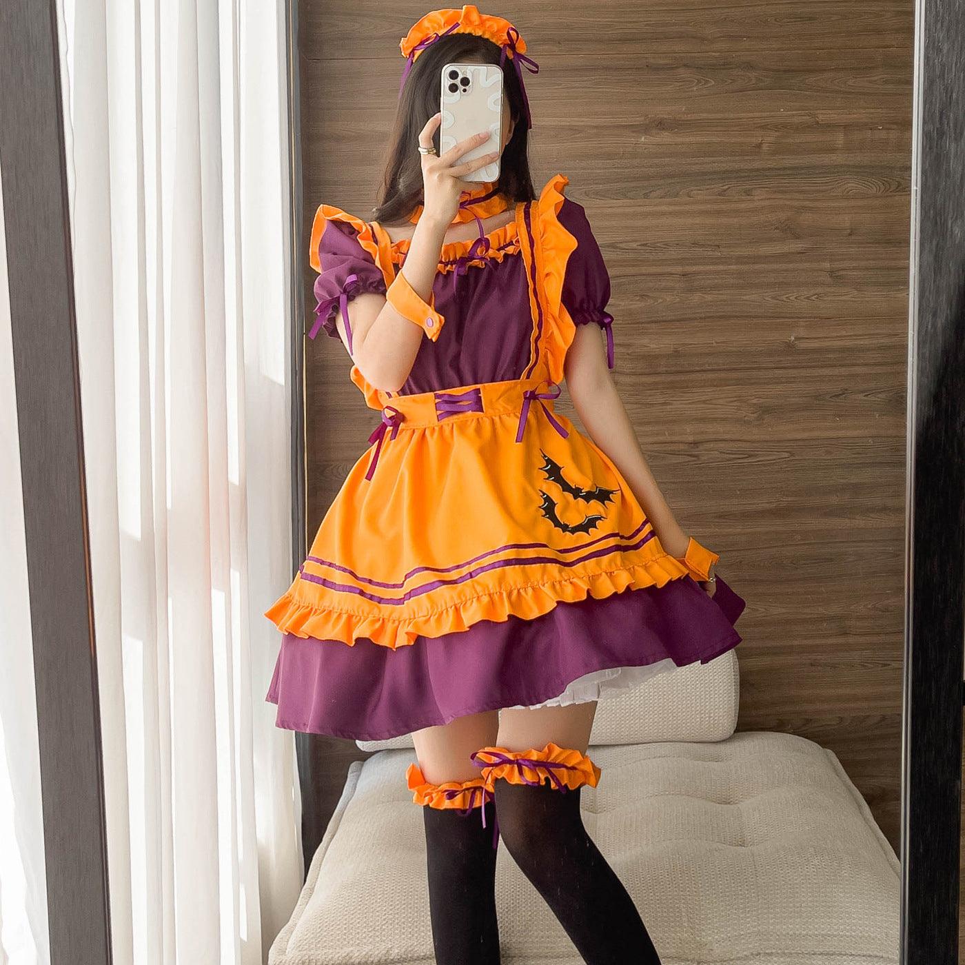 Halloween Orange Maid Outfit Dress Plus Fancy Cosplay Costume