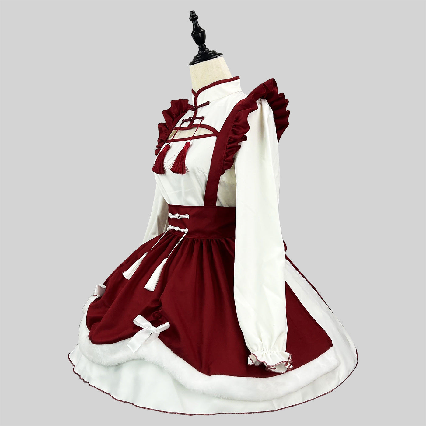Chinese Cheongsam Collar New Year Maid Outfit Dress Cosplay Costume