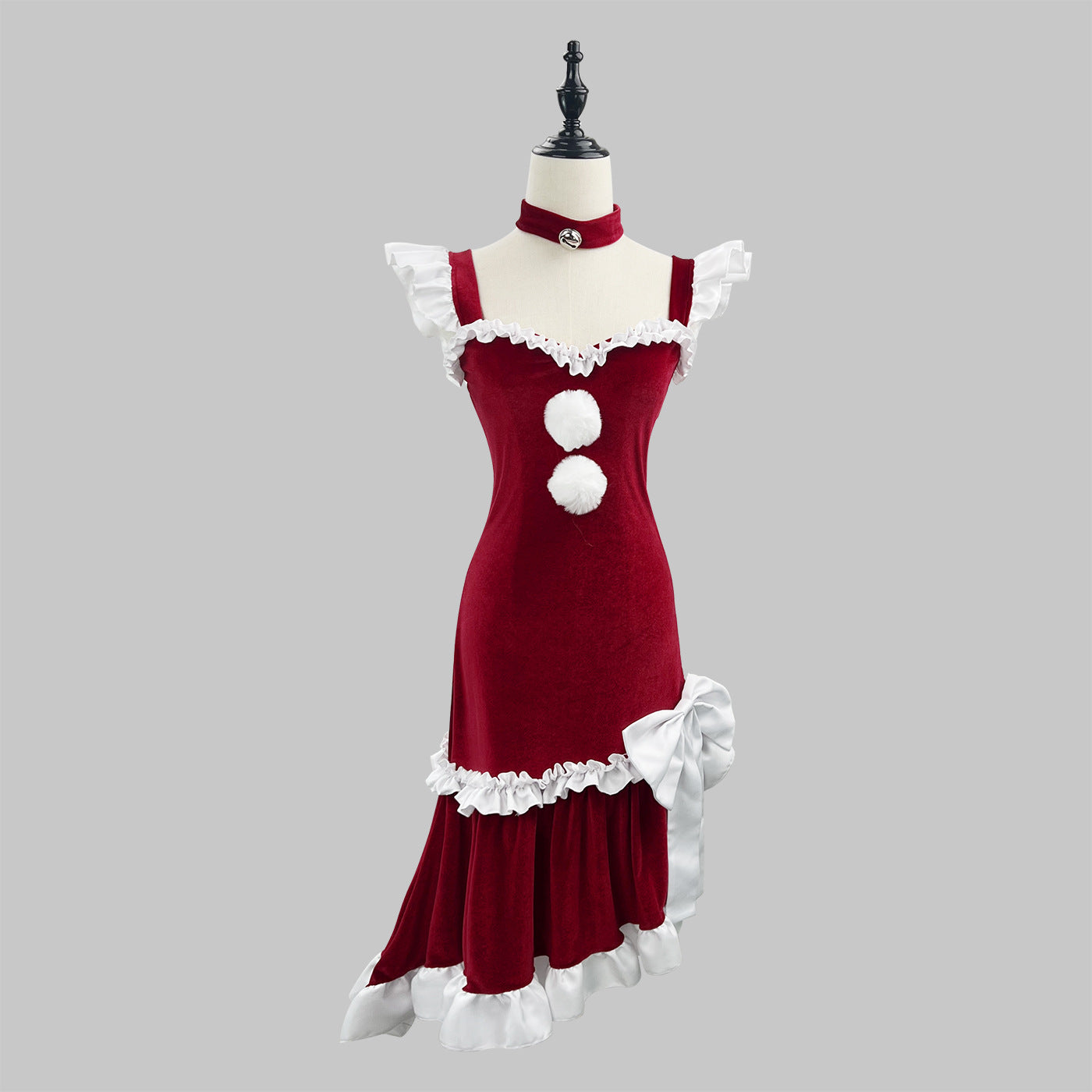 Red Bodycon Dress Christmas Plus Maid Outfit Cosplay Costume
