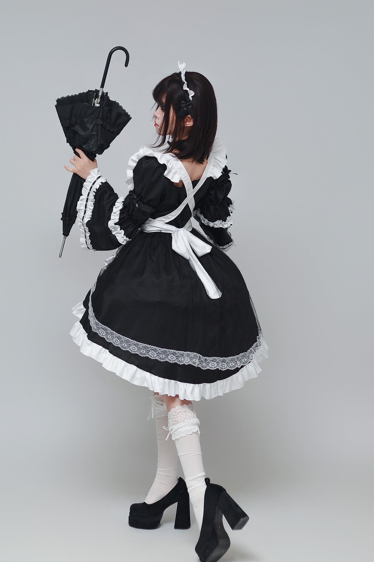 Flared Long Sleeves Dance Maid Outfit Plus Dress Cosplay Costume