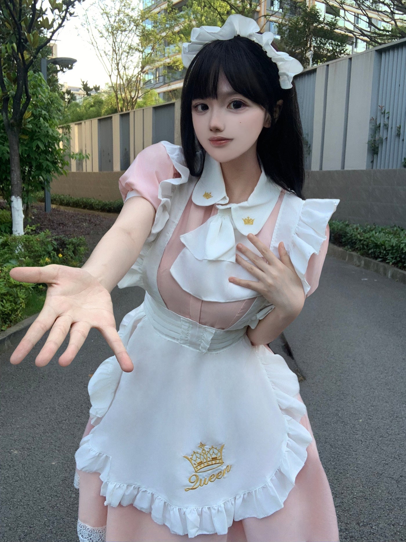 Queen Crown British Maid Outfit Long Dress Plus Cosplay Costume