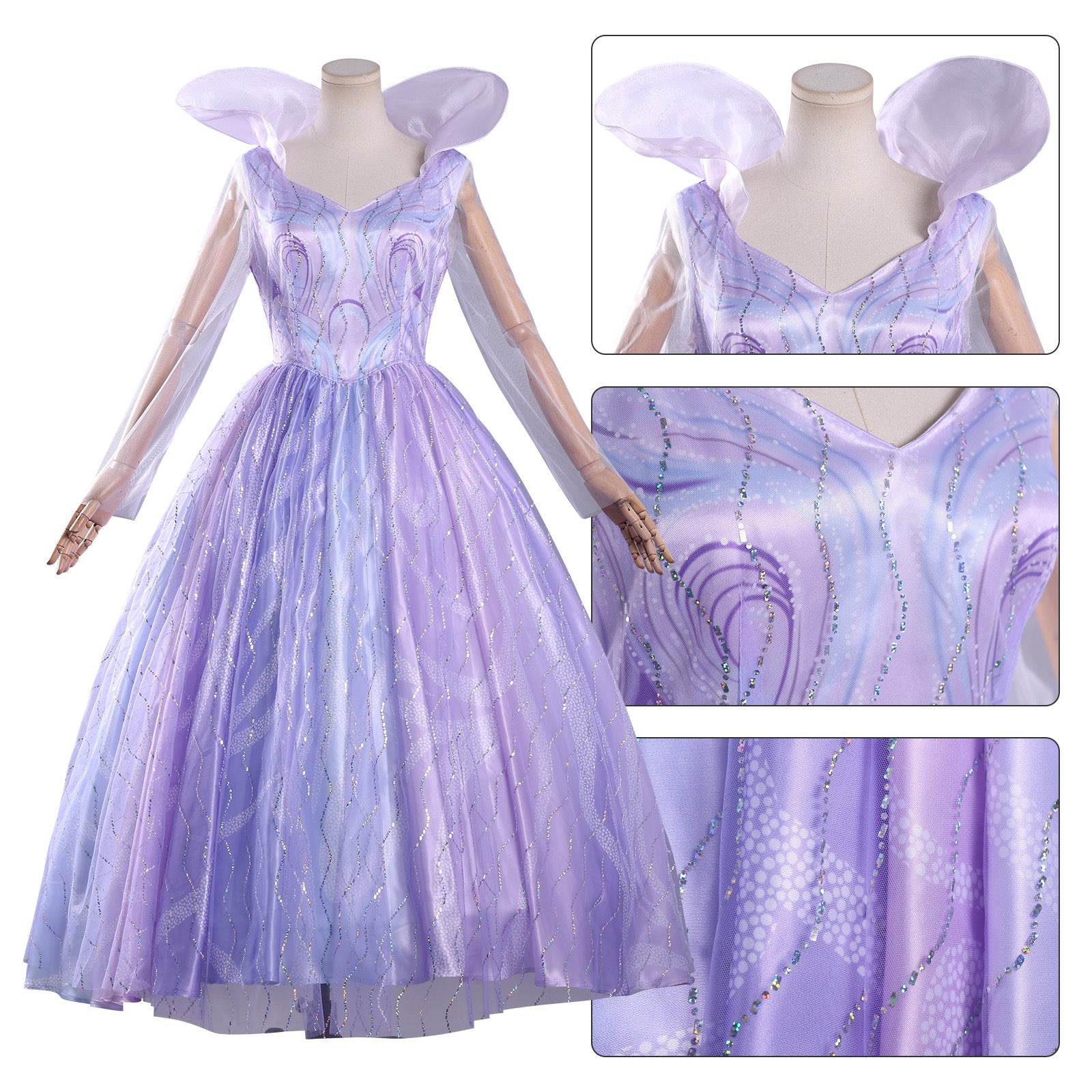 Wicked: For Good Glinda Purple Iridescent Dress Cosplay Costumes