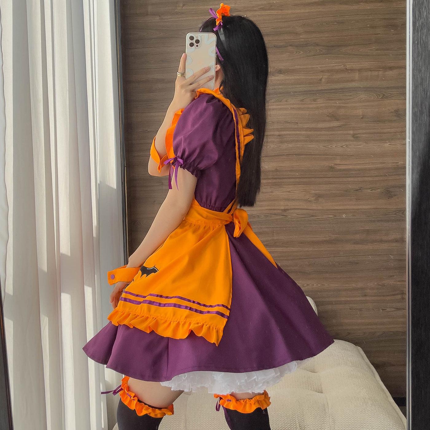 Halloween Orange Maid Outfit Dress Plus Fancy Cosplay Costume