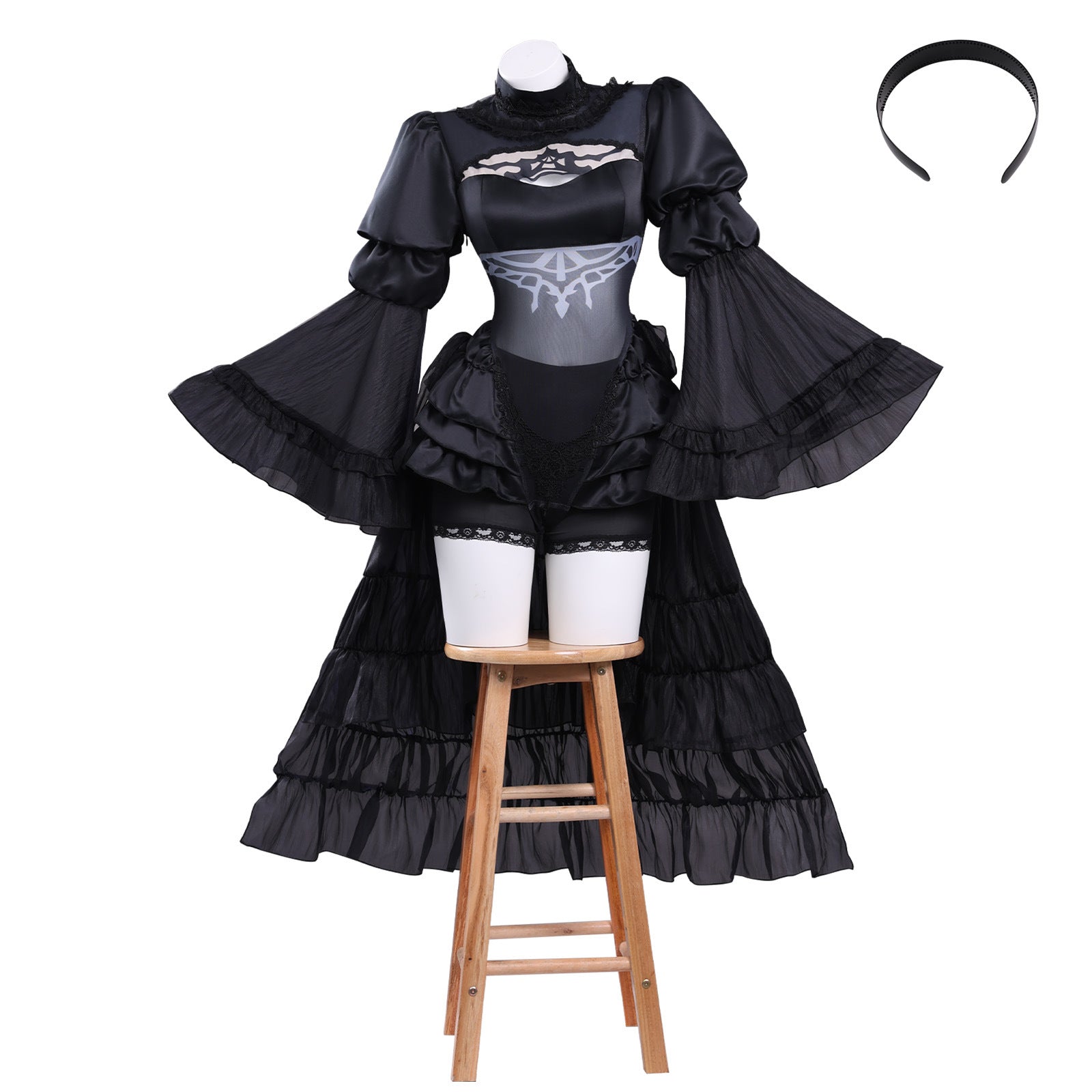 NieR:Automata YoRHa No.2 Type B 2B Black Bridal Gown Cosplay Costumes