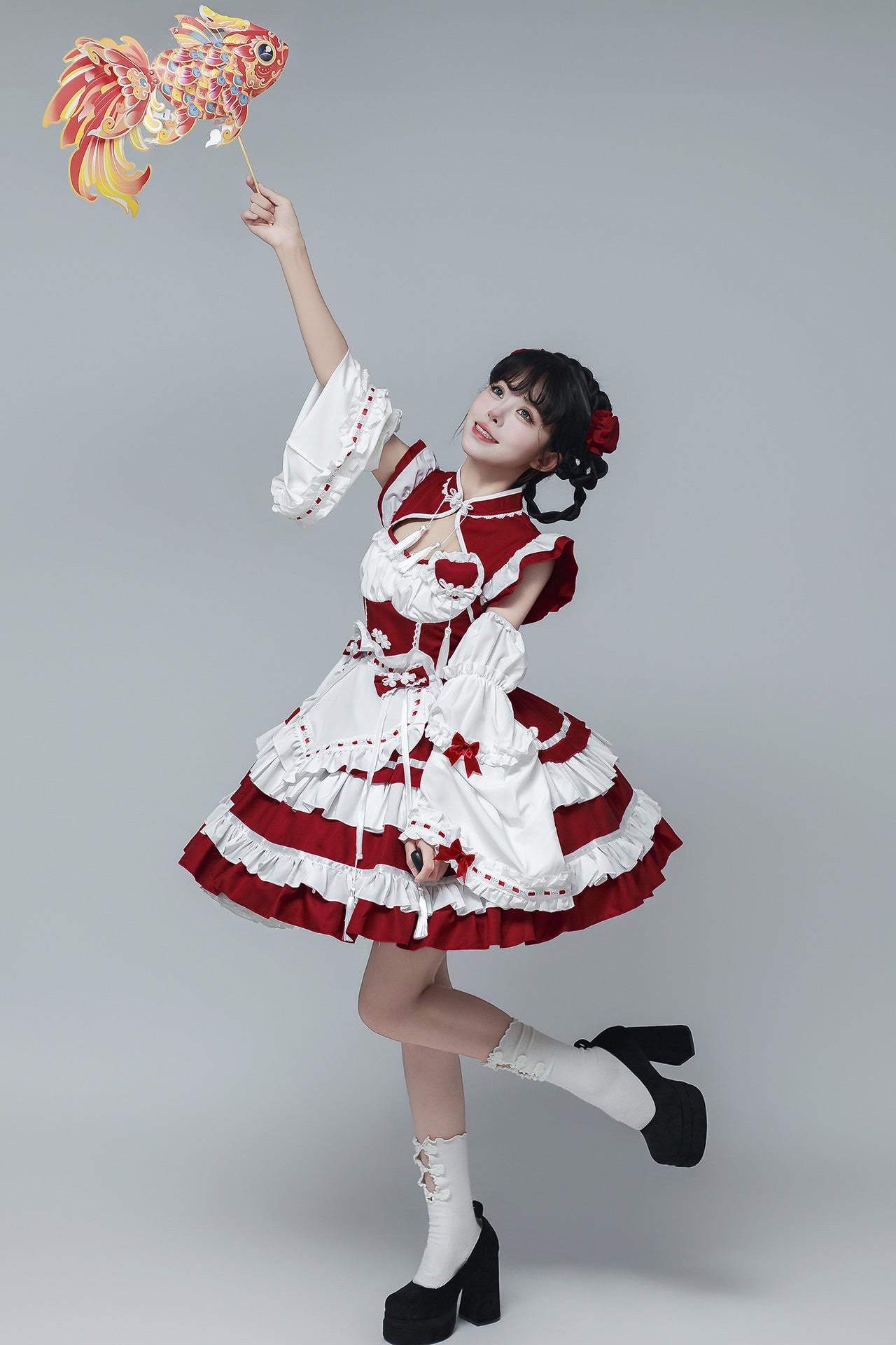 Chinese Cheongsam New Year Lolita Maid Outfit Cosplay Costume