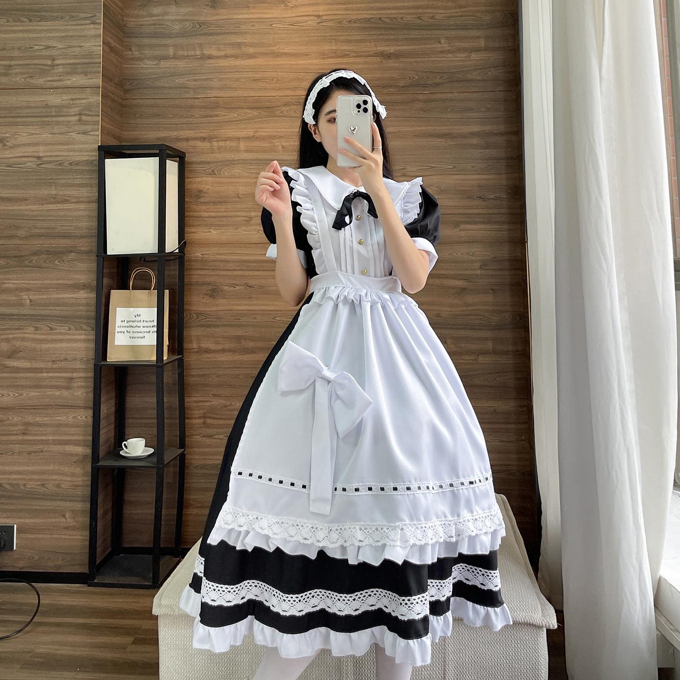 Traditional Short Sleeves Maid Outfit Dress Fancy Cosplay Costume