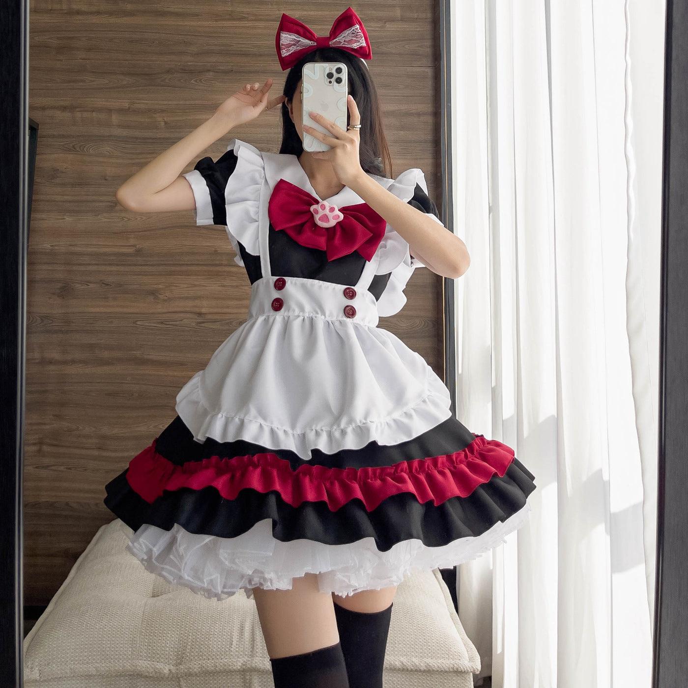 Halloween Vampire Devil Red Maid Outfit Dress Fancy Cosplay Costume