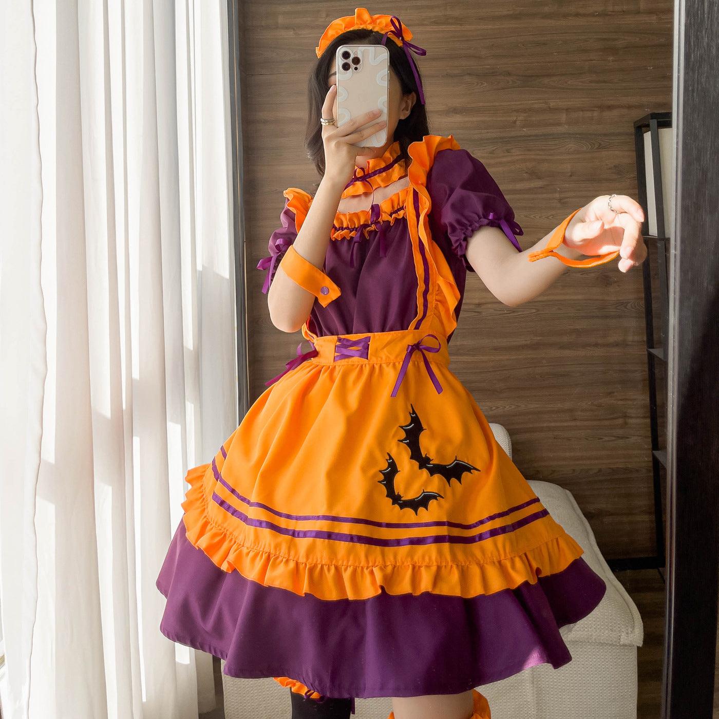 Halloween Orange Maid Outfit Dress Plus Fancy Cosplay Costume