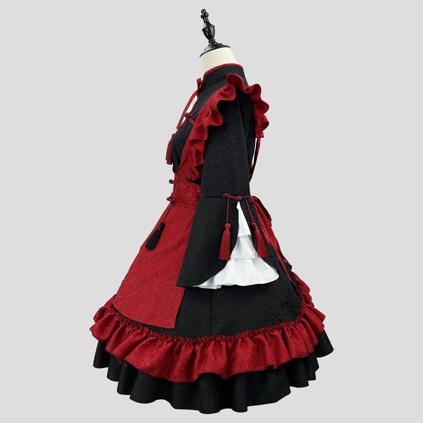 Traditional Chinese Low Contrast Damask Maid Outfit Cosplay Costume