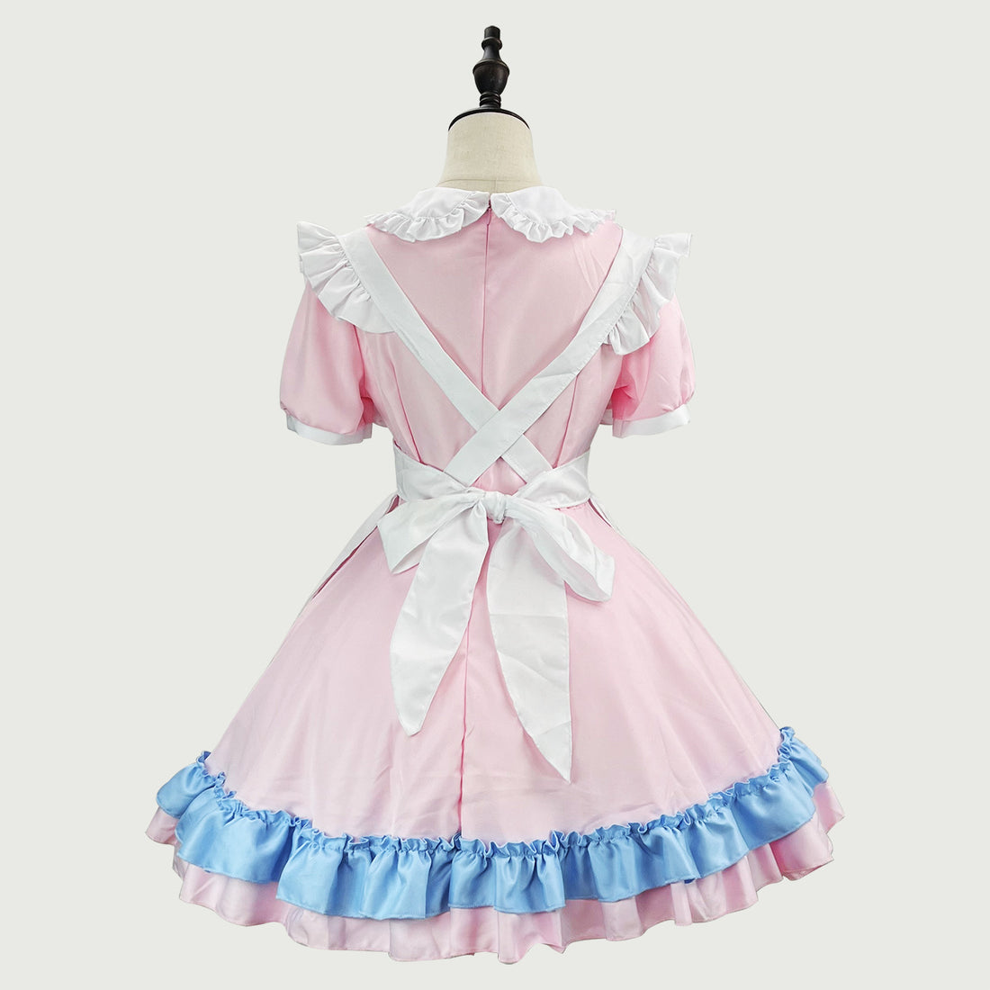 Blue Bow Pink Maid Outfit Crossdresser Plus Dress Cosplay Costume