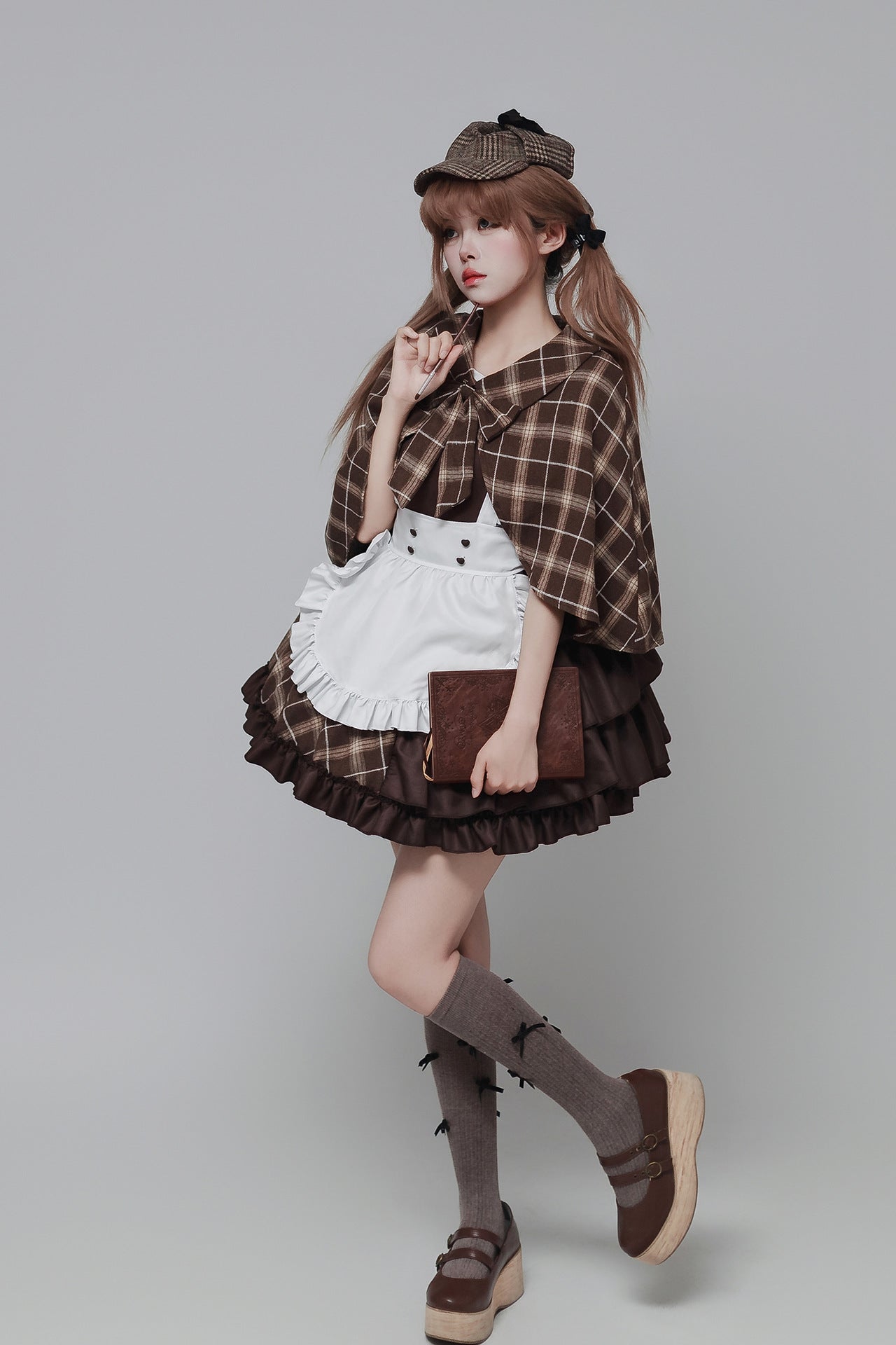 Detective Style Maid Outfit with Wrap Hat Plus Cosplay Costume
