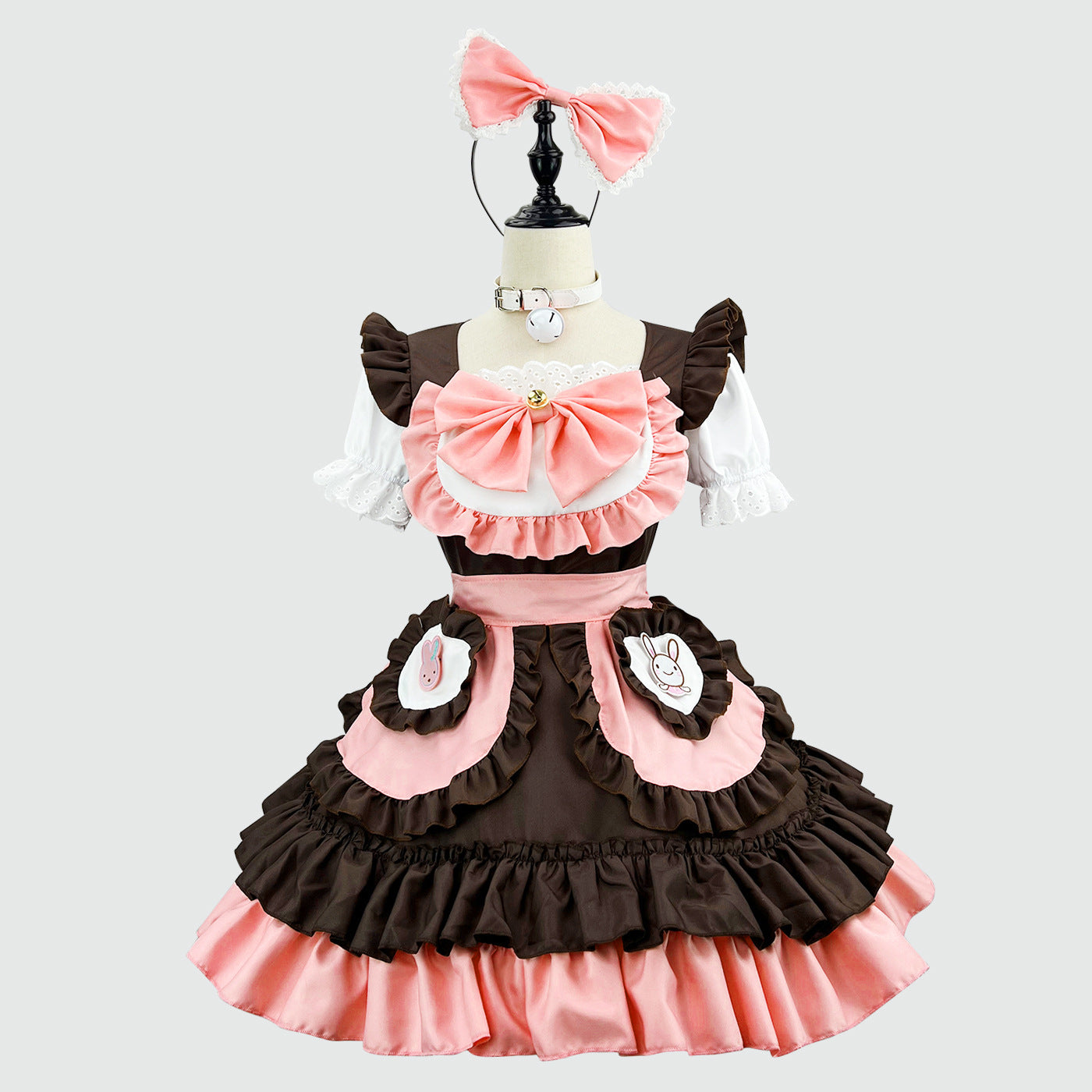 Original Cute Bunny Maid Outfit Pink Brown Plus Cosplay Costume