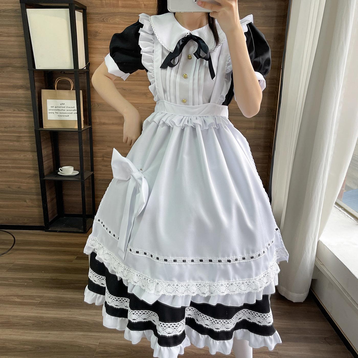 Traditional Short Sleeves Maid Outfit Dress Fancy Cosplay Costume