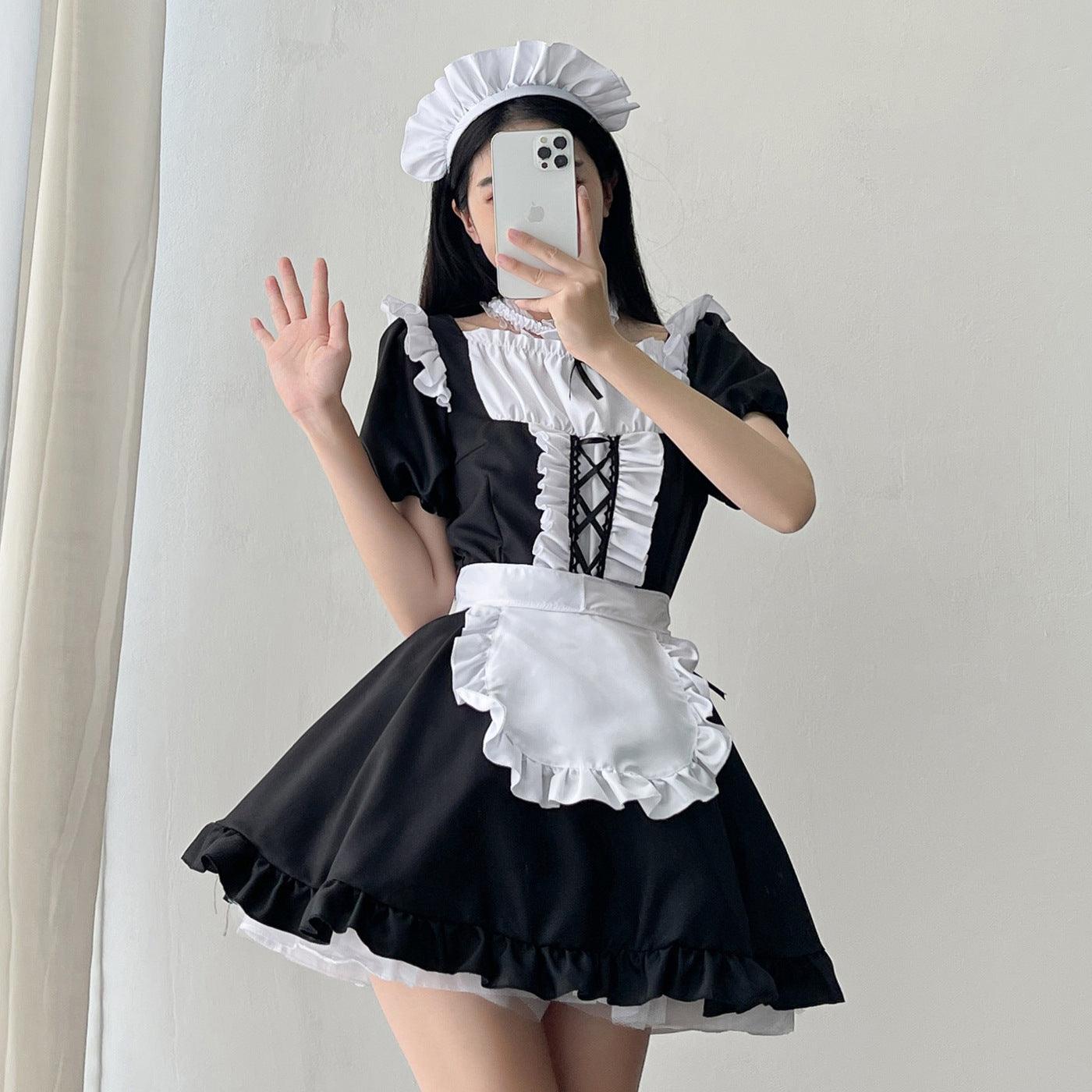 Black White Plus Size Maid Outfit Dress Cute Cosplay Costume