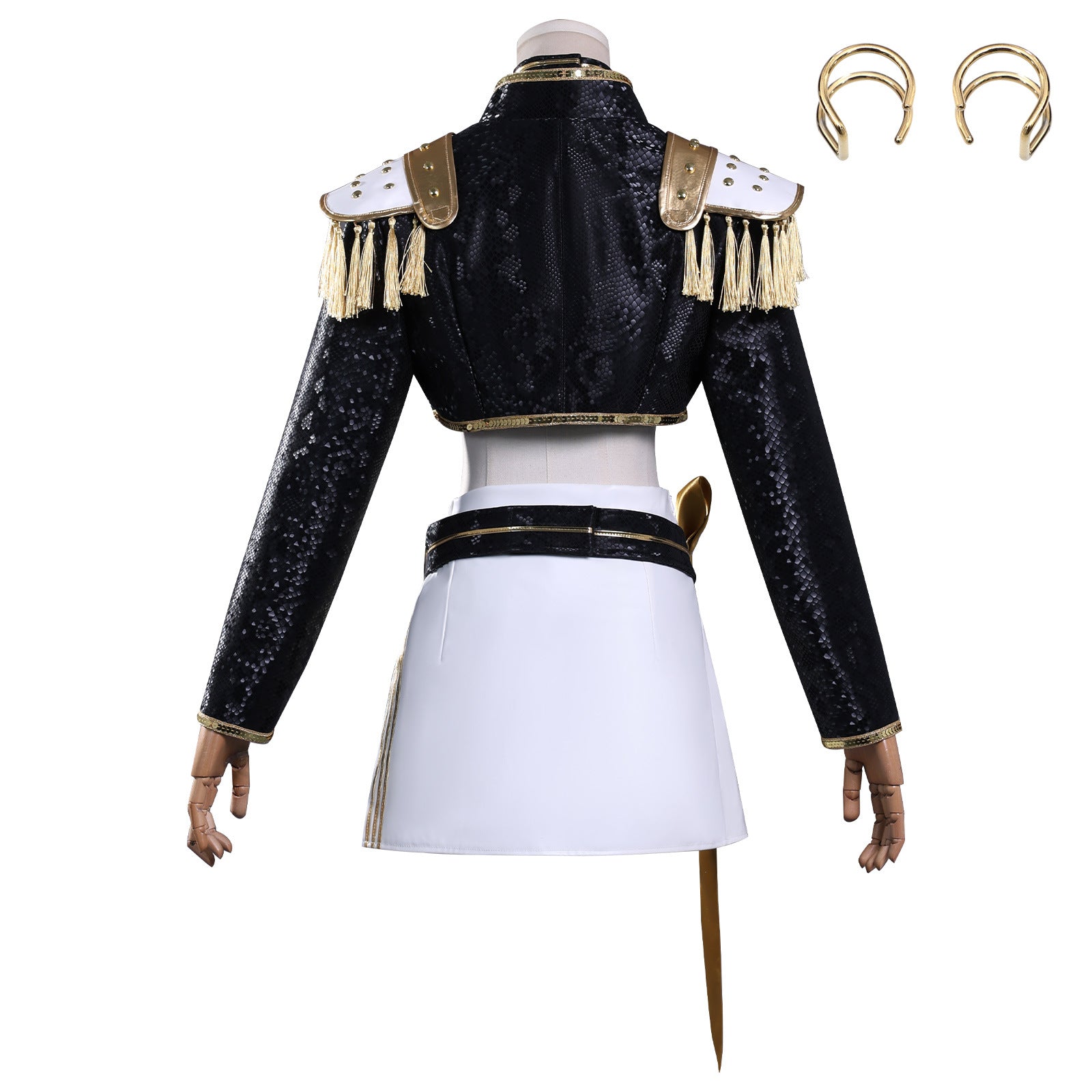 KPop Demon Hunters Mira Black Gold Outfit Adult Kids Cosplay Costumes
