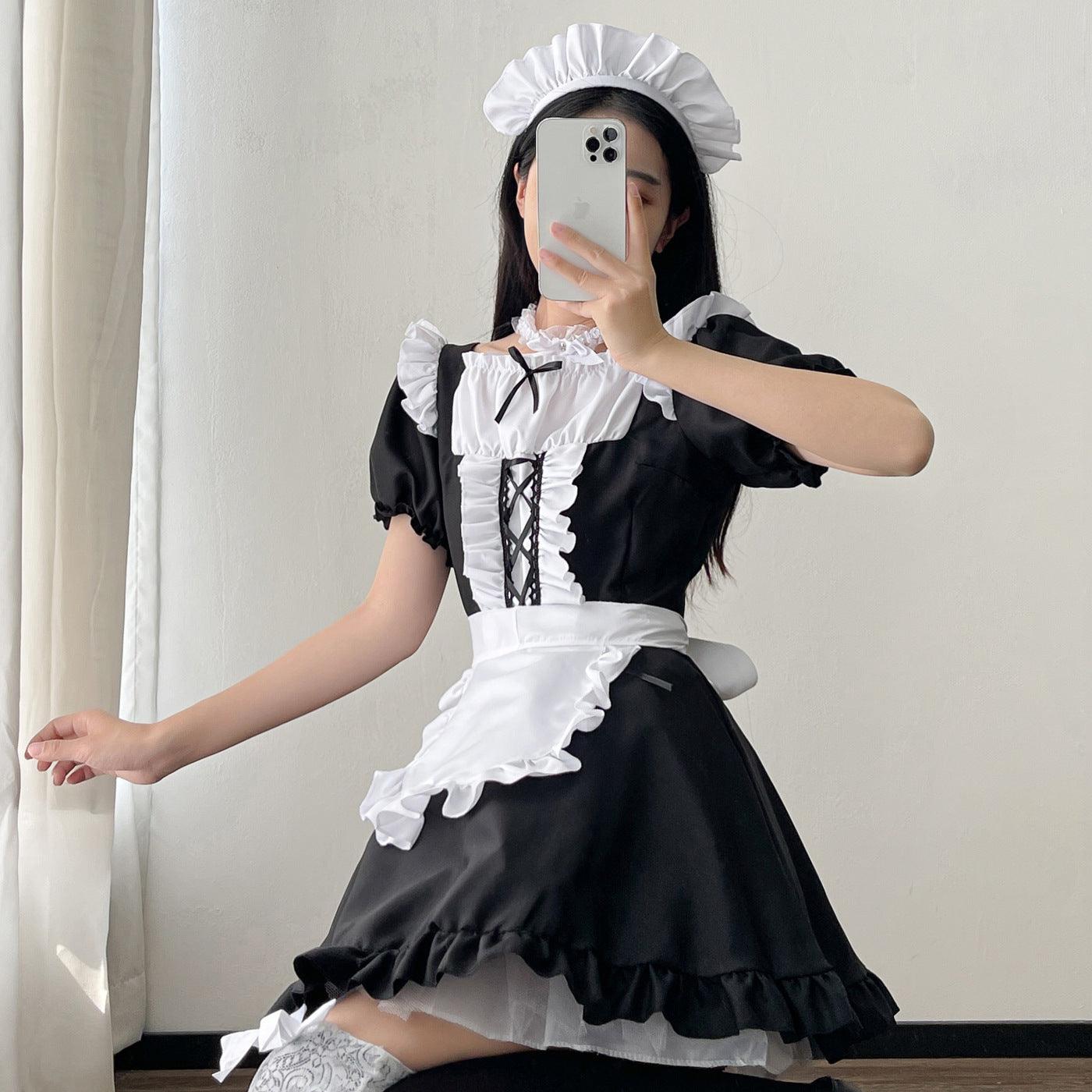 Black White Plus Size Maid Outfit Dress Cute Cosplay Costume