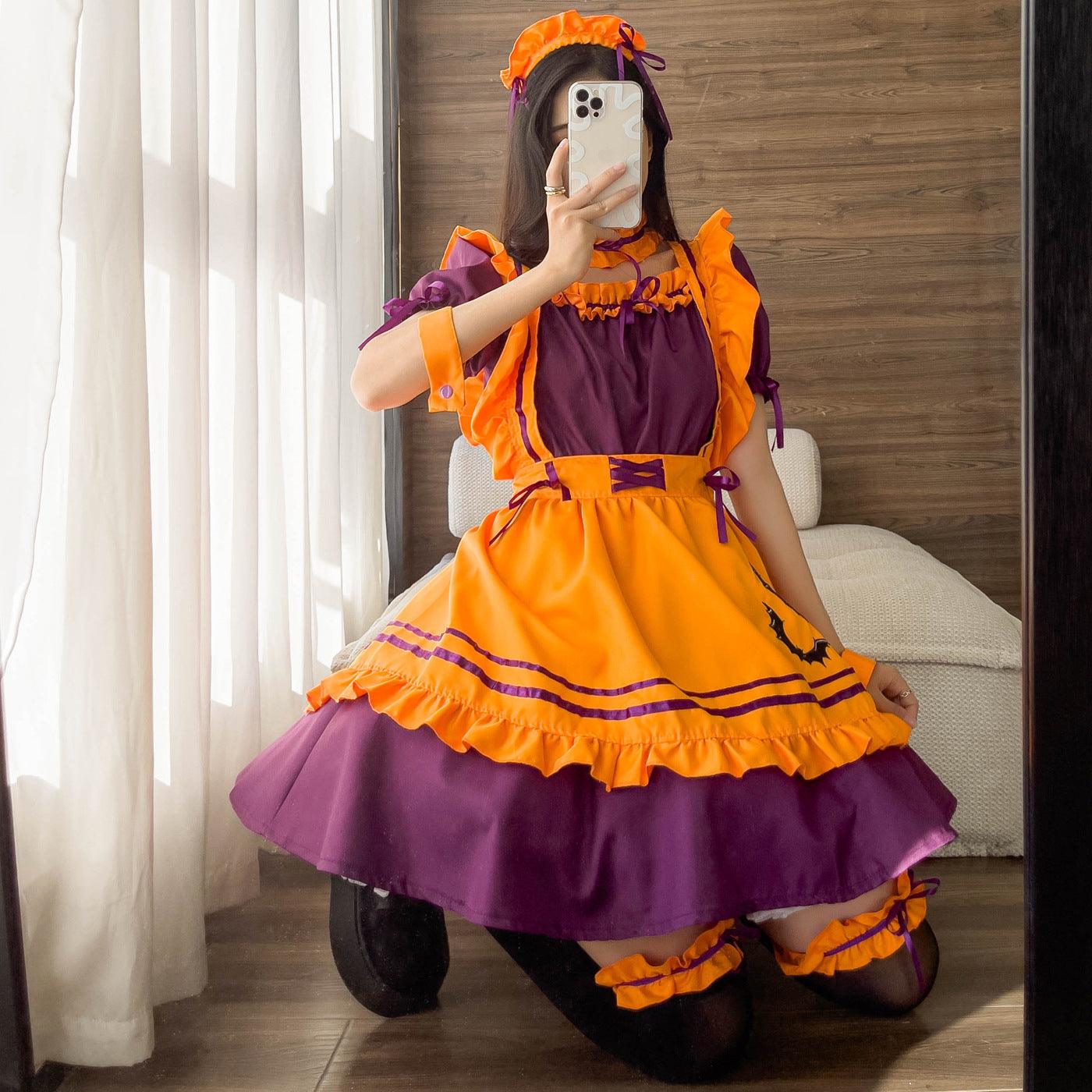 Halloween Orange Maid Outfit Dress Plus Fancy Cosplay Costume