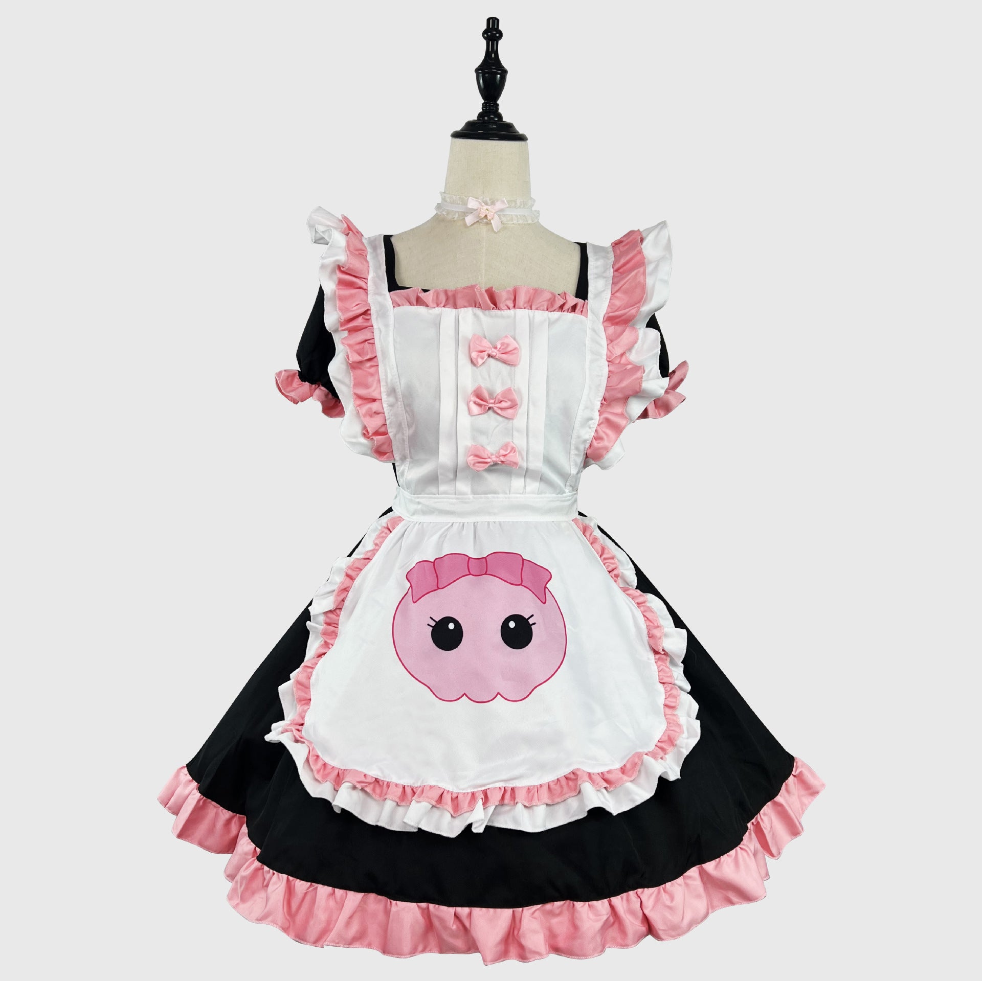 Cute Kuromi Original Maid Outfit Pink Black Plus Cosplay Costume