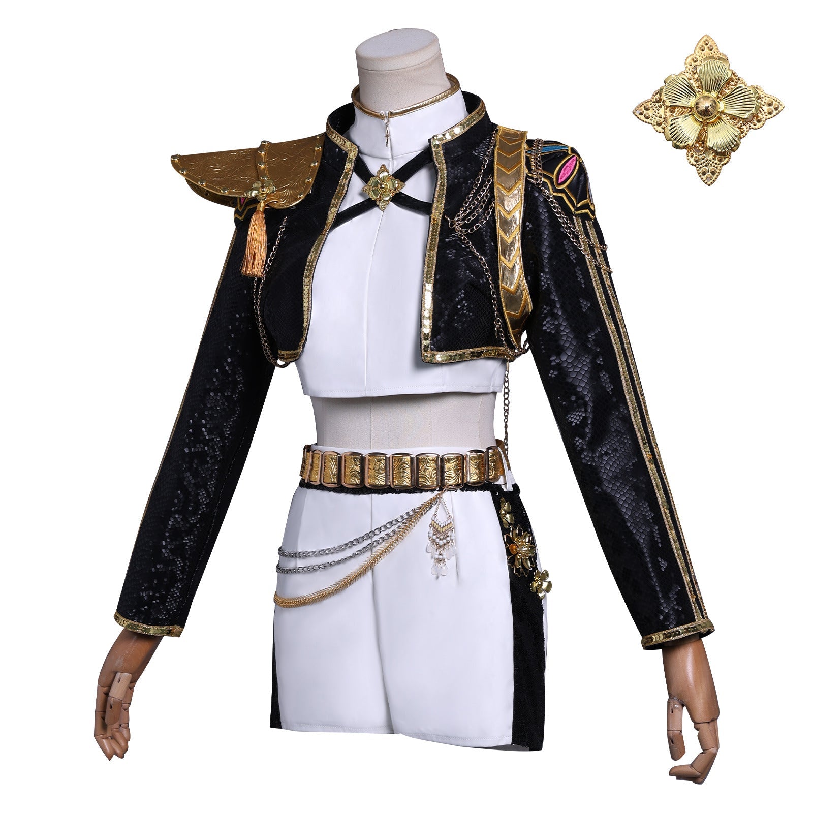 KPop Demon Hunters Rumi Black Gold Outfit Adult Kids Cosplay Costumes