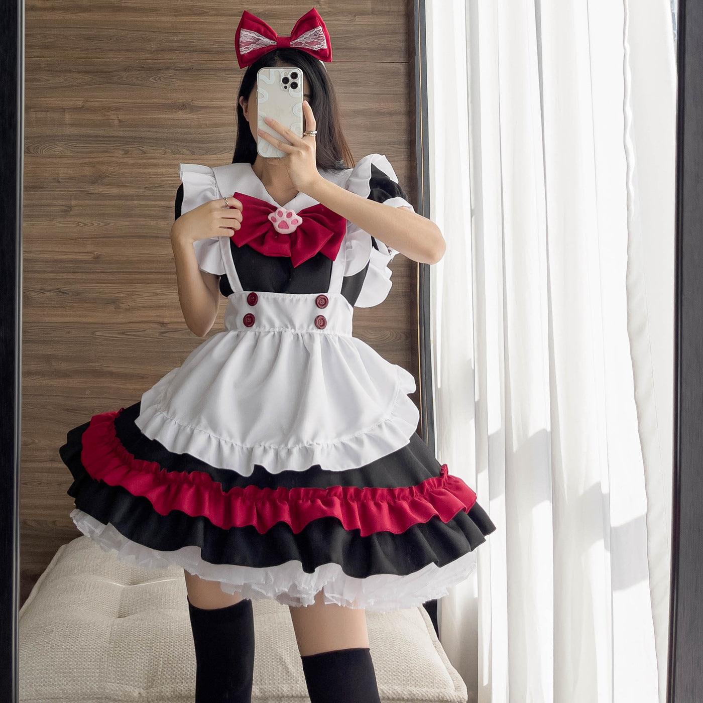 Halloween Vampire Devil Red Maid Outfit Dress Fancy Cosplay Costume