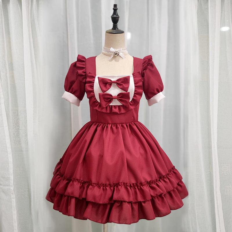 Red Maid Uniform Anime Cat Maid Outfit Dress Cosplay Costume
