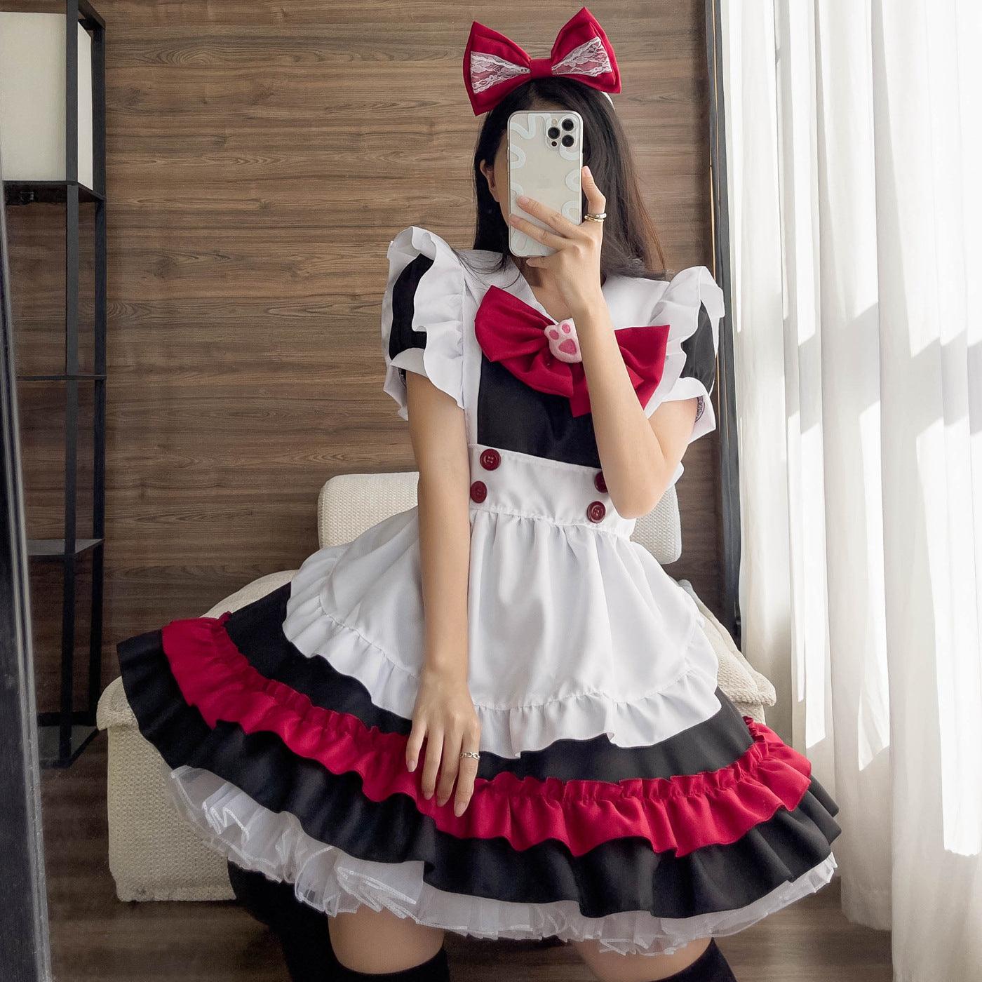 Halloween Vampire Devil Red Maid Outfit Dress Fancy Cosplay Costume