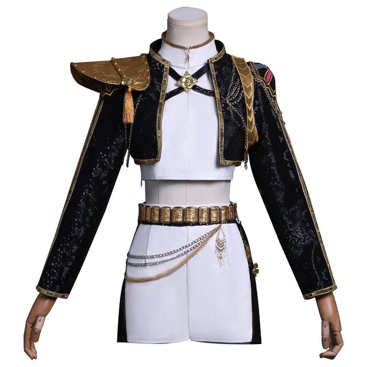 KPop Demon Hunters Rumi Black Gold Outfit Adult Kids Cosplay Costumes