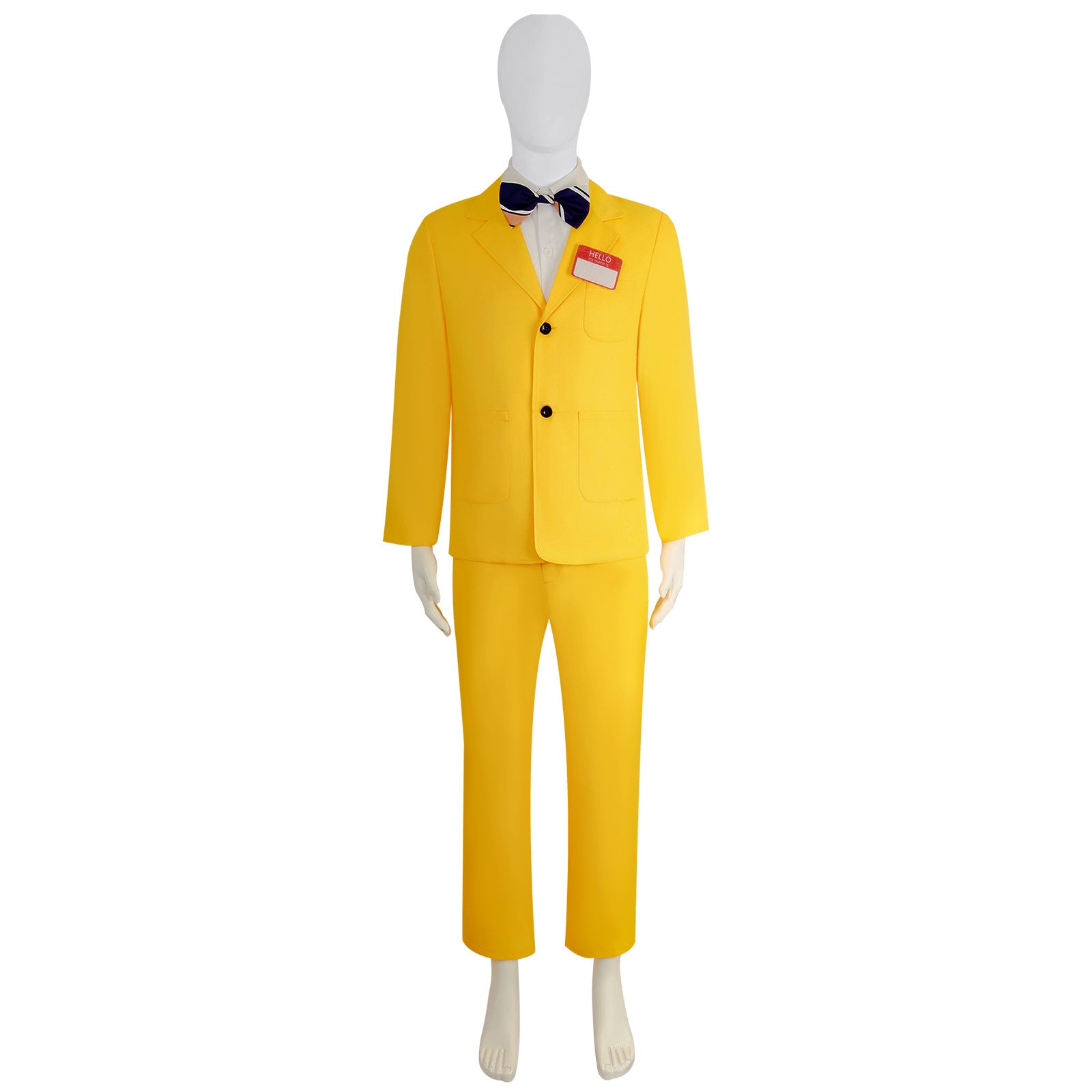 Beetle Juice Shrunken Head Bob Yellow Suit Halloween Cosplay Costumes